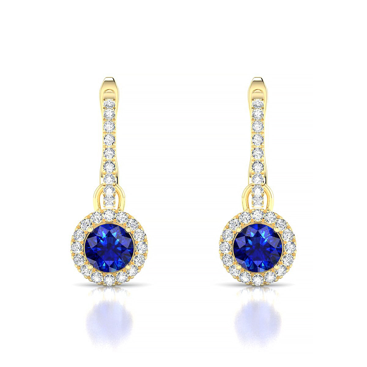 Sunrise | 18k Yellow Gold 4.5 mm Round Sapphire Earrings
