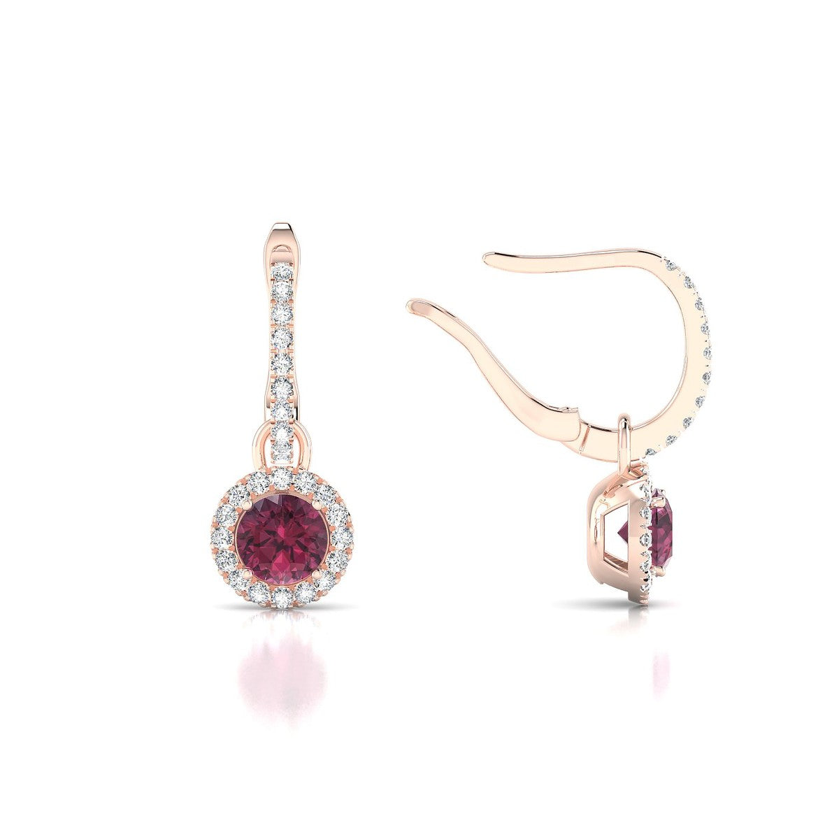 Sunrise | 18k Rose Gold 4.5 mm Round Rhodolite Earrings