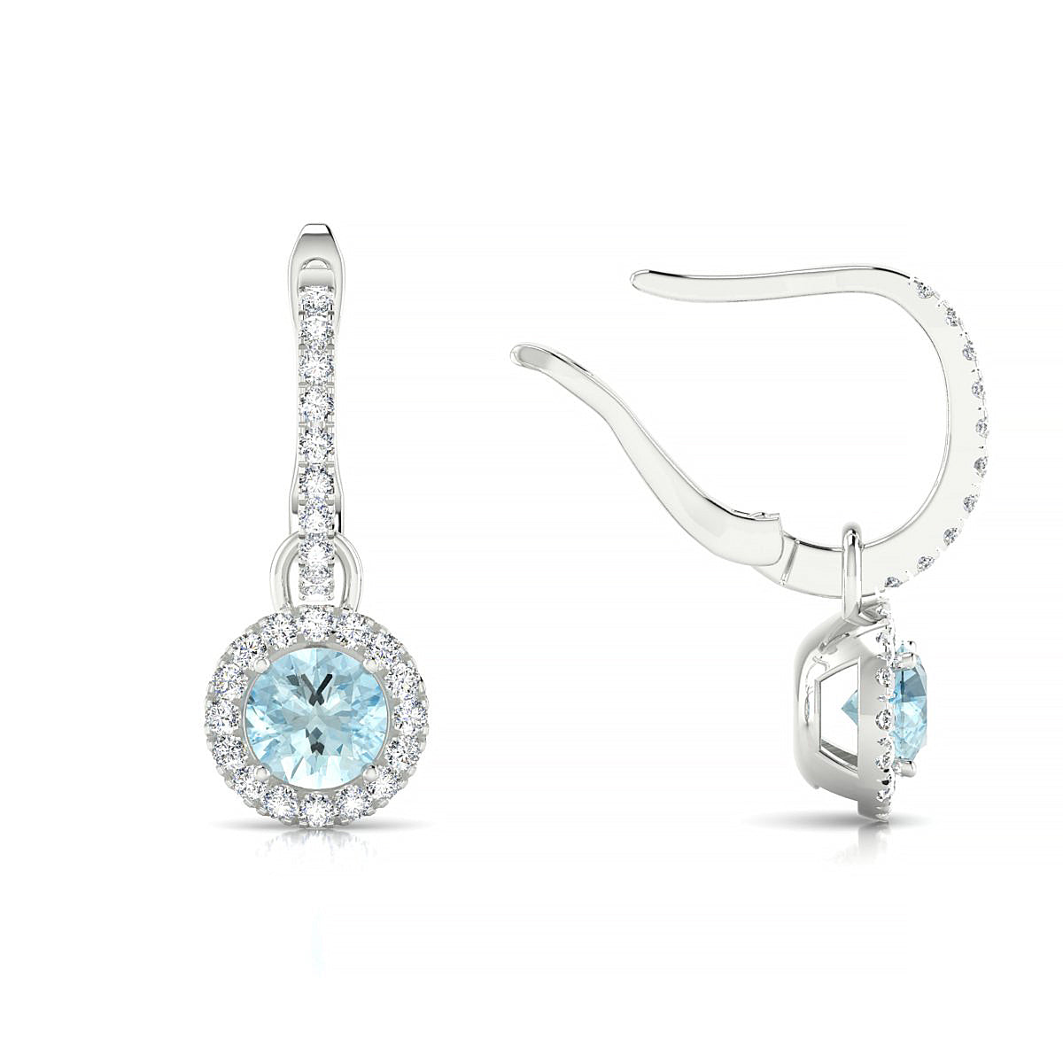Sunrise | 18k White Gold 4.5 mm Round Aquamarine Earrings