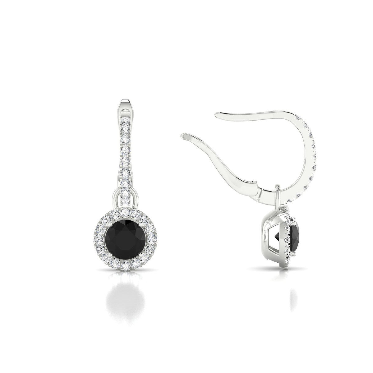 Sunrise | 18k White Gold 4.5 mm Round Black Diamond Earrings