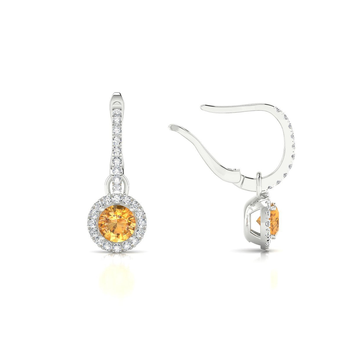 Sunrise | 18k White Gold 4.5 mm Round Citrine Earrings