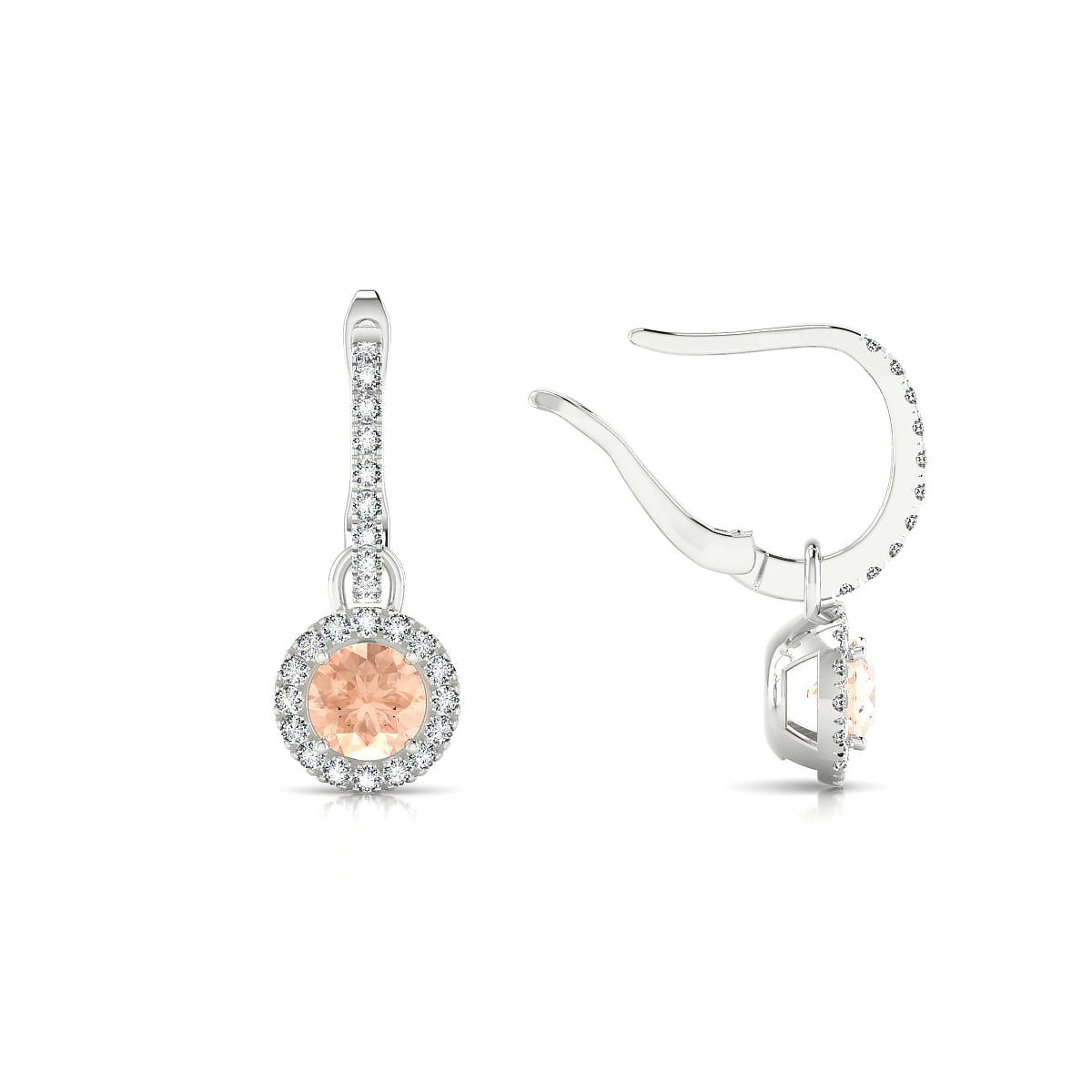 Sunrise | 18k White Gold 4.5 mm Round Morganite Earrings