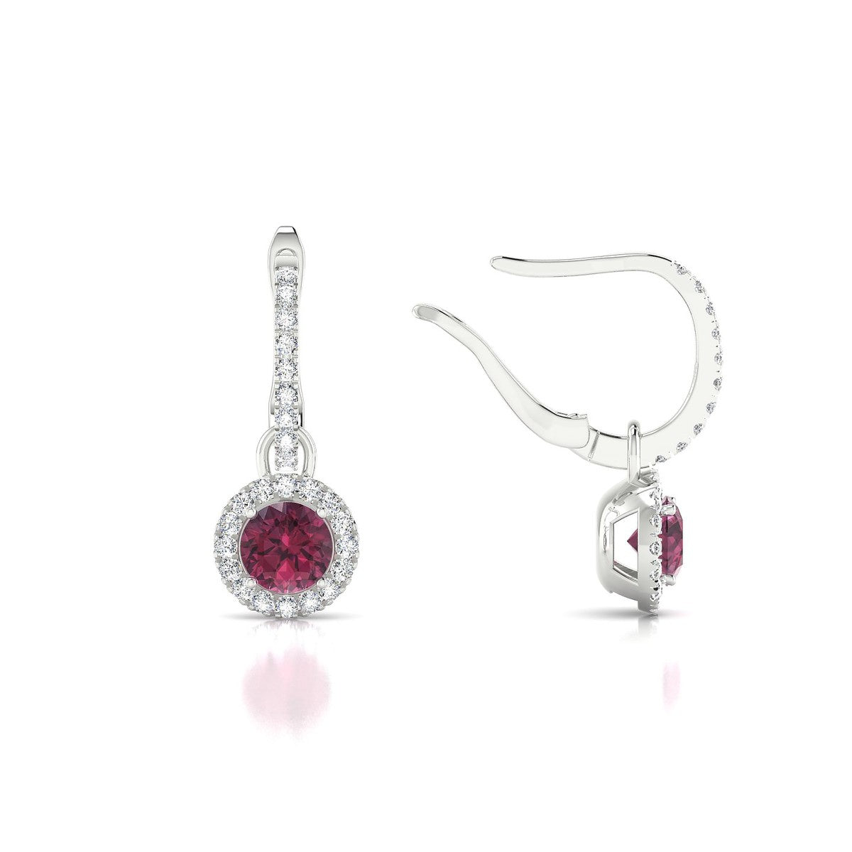 Sunrise | 18k White Gold 4.5 mm Round Rhodolite Earrings