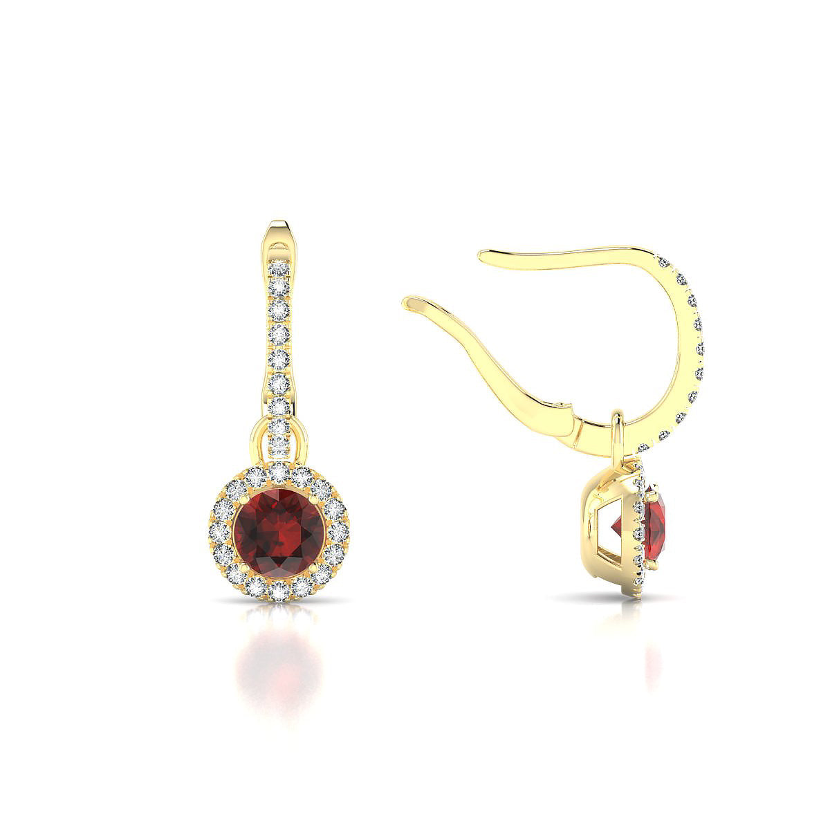 Sunrise | 18k Yellow Gold 4.5 mm Round Garnet Earrings
