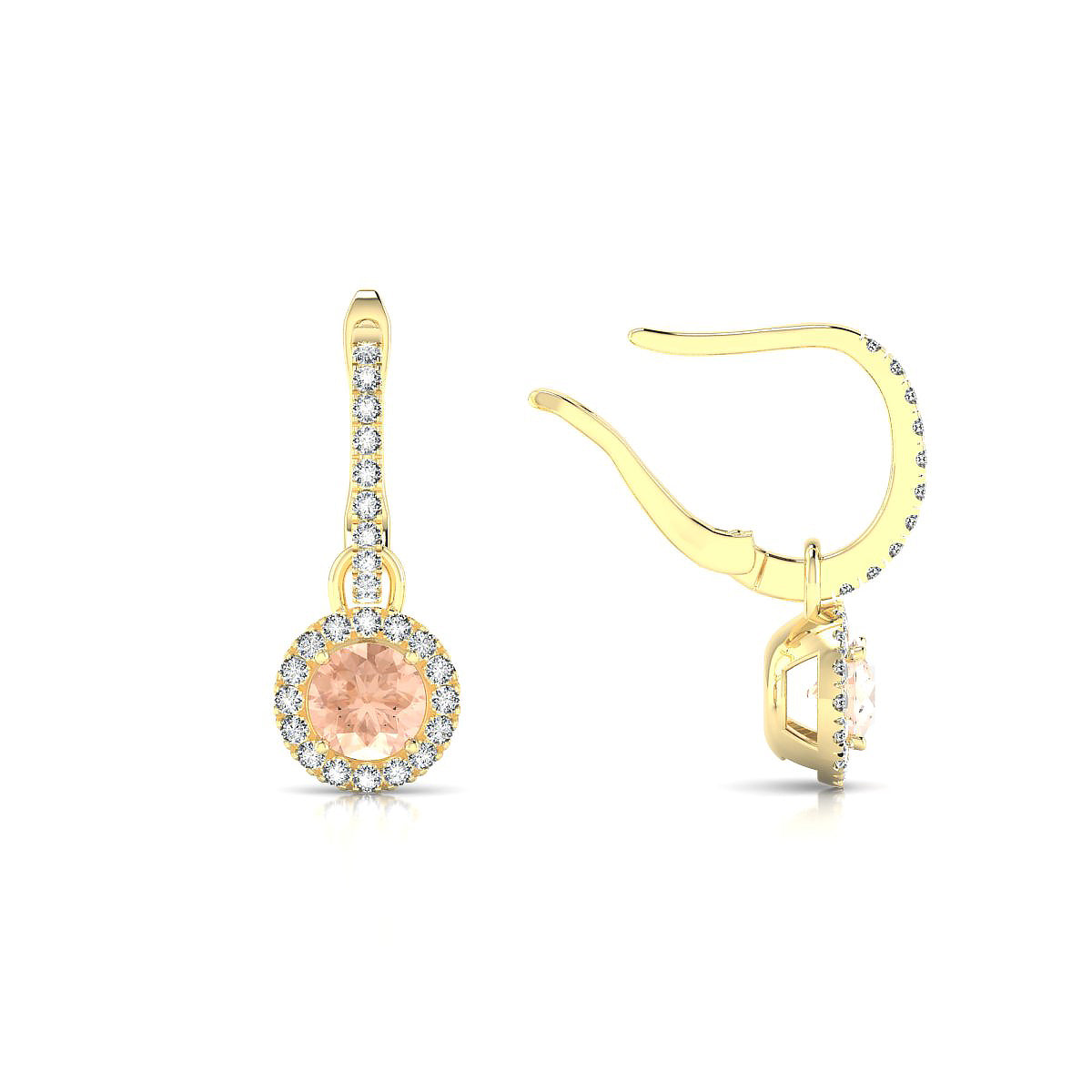 Sunrise | 18k Yellow Gold 4.5 mm Round Morganite Earrings