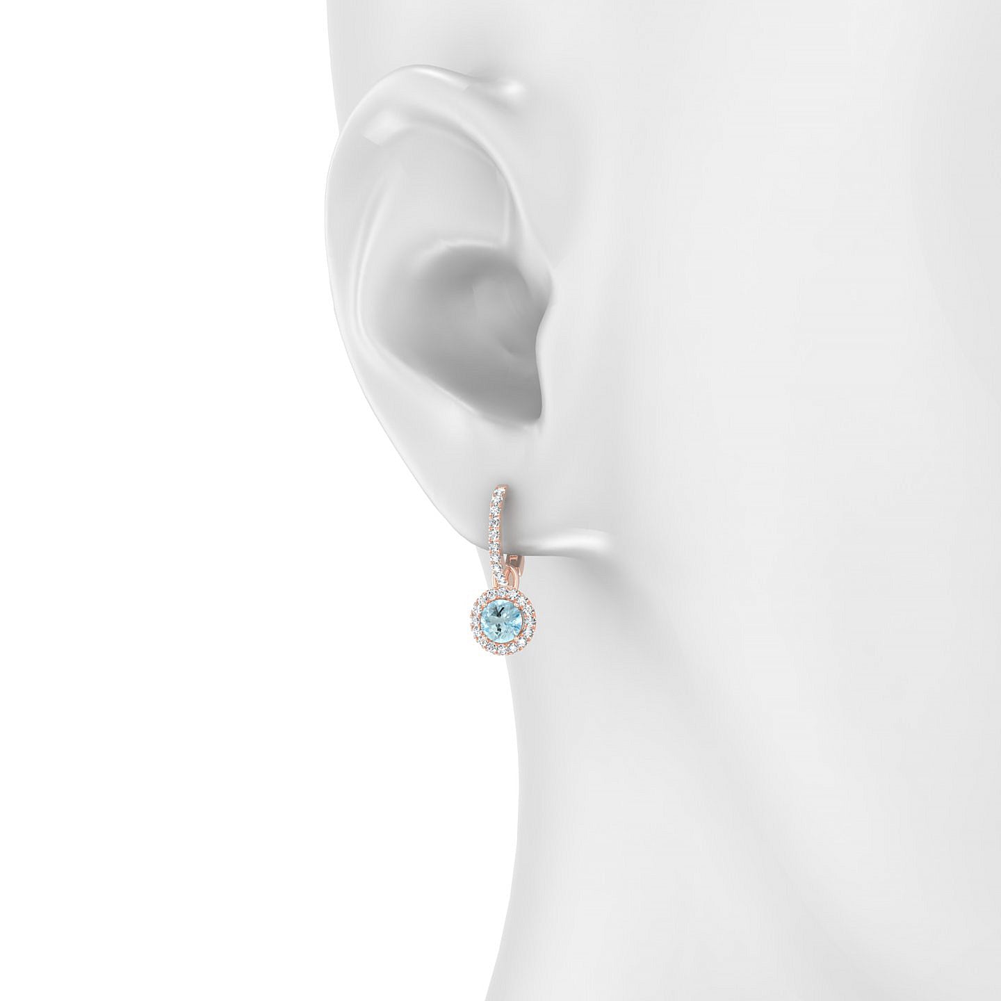 Sunrise | 18k Rose Gold 4.5 mm Round Aquamarine Earrings