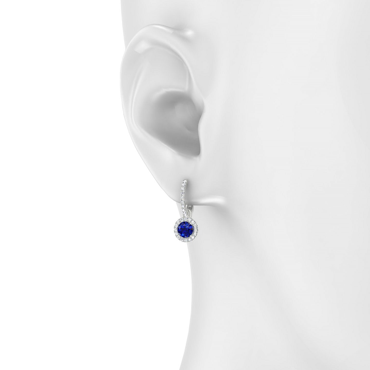 Sunrise | 18k White Gold 4.5 mm Round Sapphire Earrings