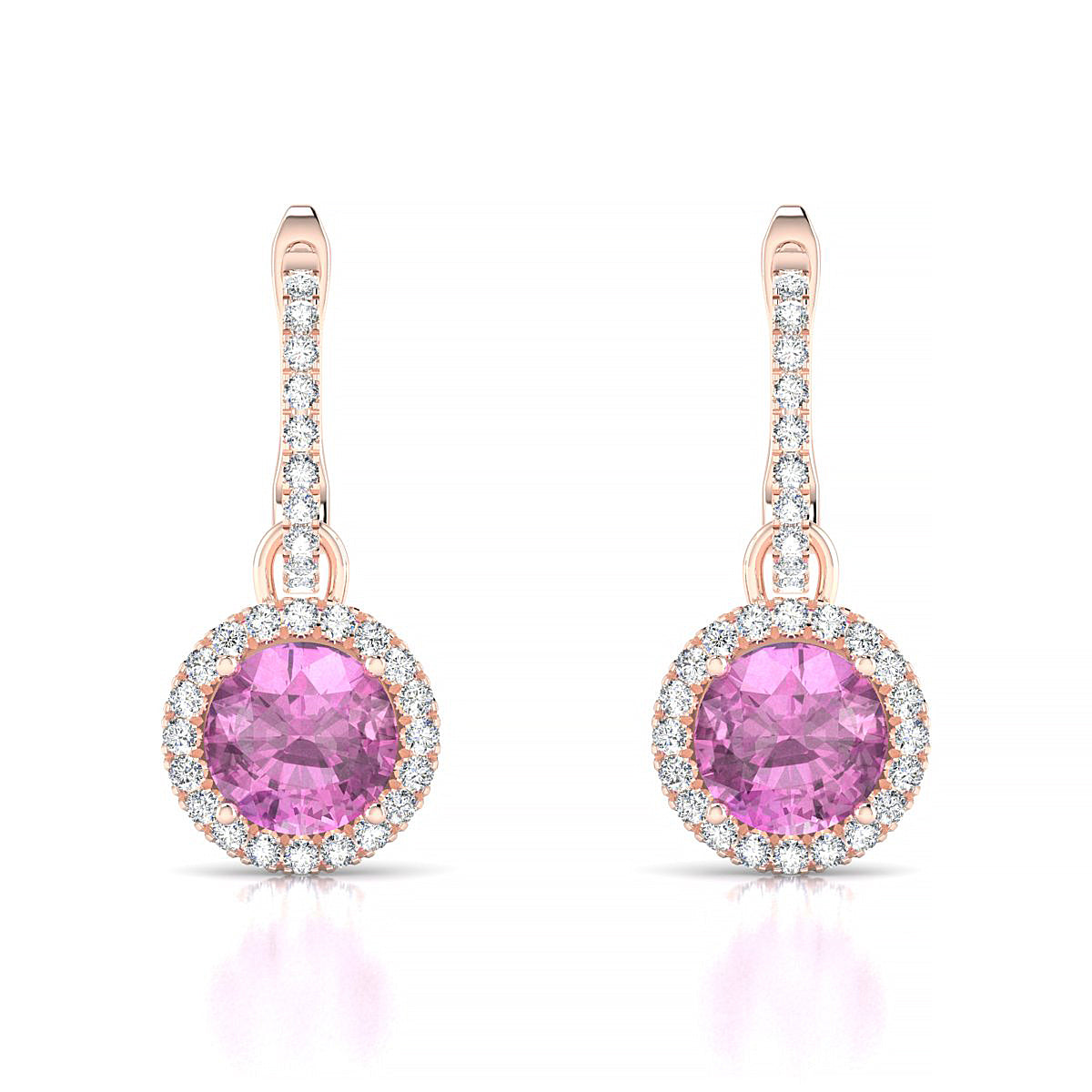 Sunrise | 18k Rose Gold 6 mm Round Pink Sapphire Earrings