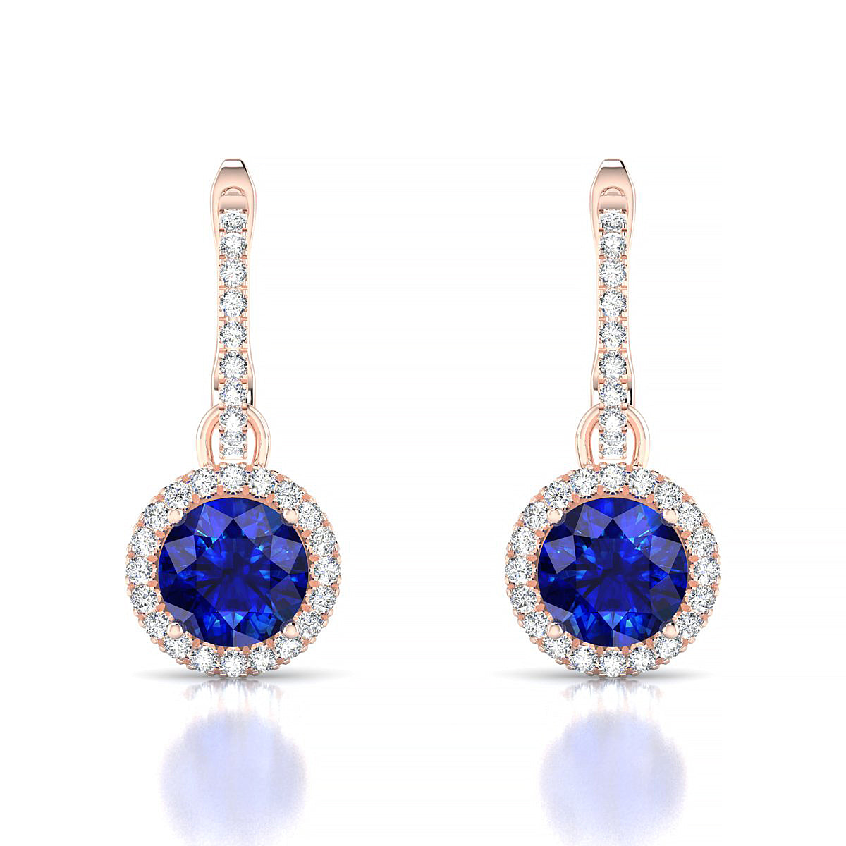 Sunrise | 18k Rose Gold 6 mm Round Sapphire Earrings