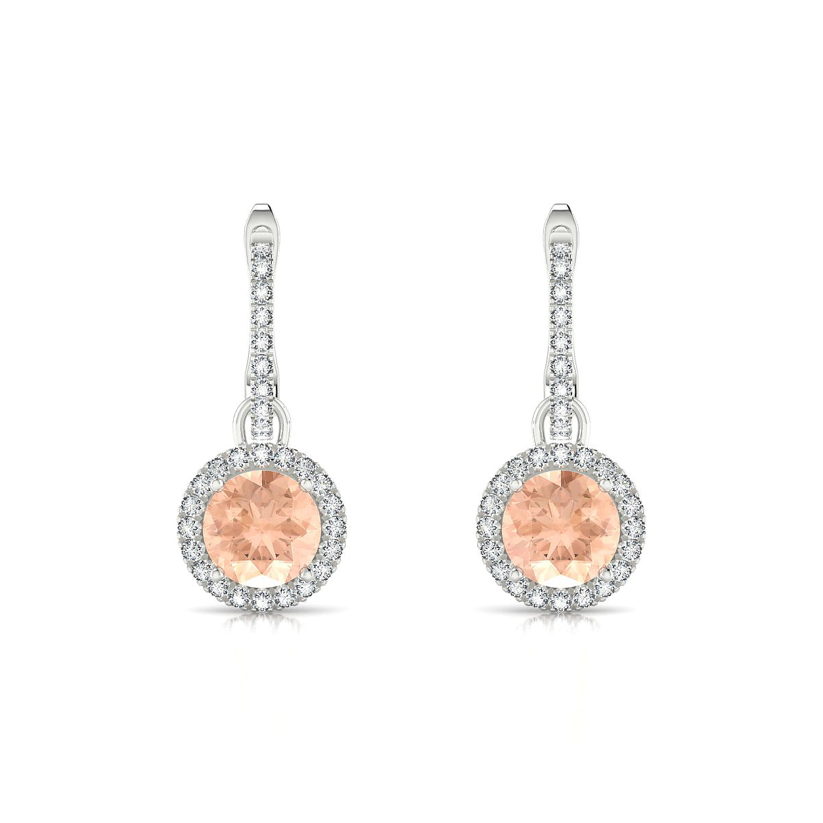 Sunrise | 18k White Gold 6 mm Round Morganite Earrings