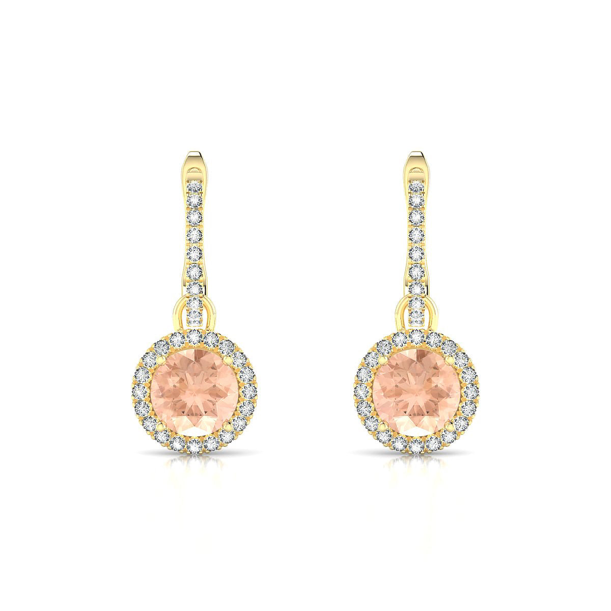 Sunrise | 18k Yellow Gold 6 mm Round Morganite Earrings