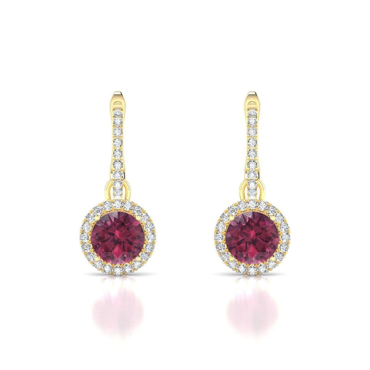 Sunrise | 18k Yellow Gold 6 mm Round Rhodolite Earrings