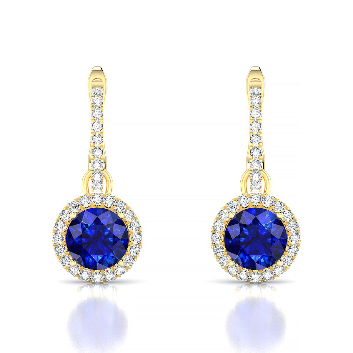 Sunrise | 18k Yellow Gold 6 mm Round Sapphire Earrings