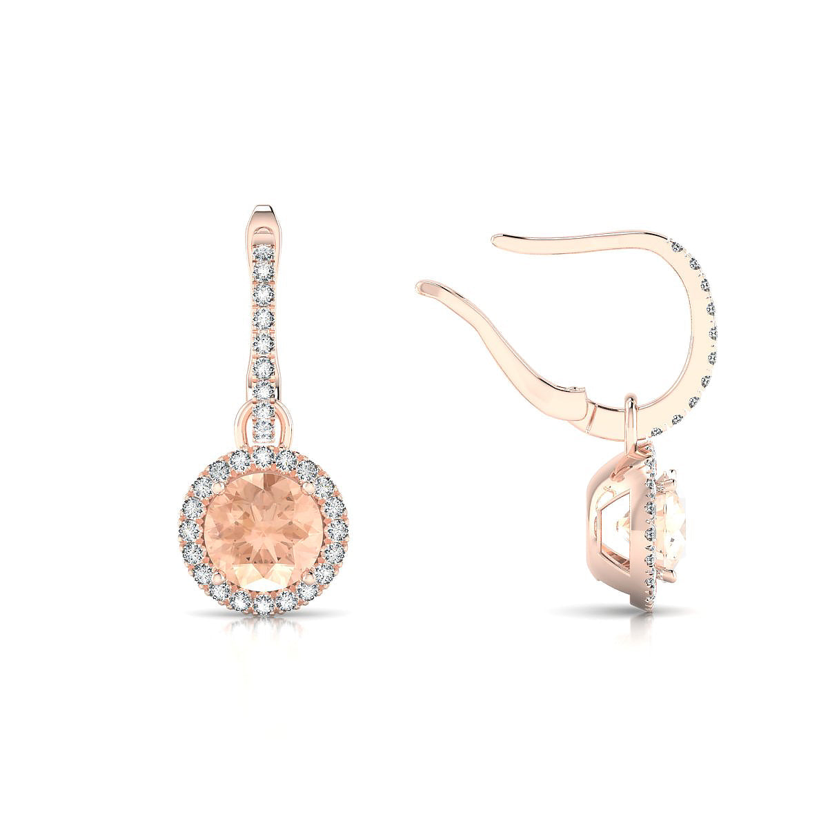 Sunrise | 18k Rose Gold 6 mm Round Morganite Earrings