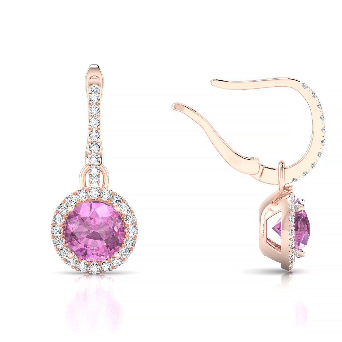 Sunrise | 18k Rose Gold 6 mm Round Pink Sapphire Earrings