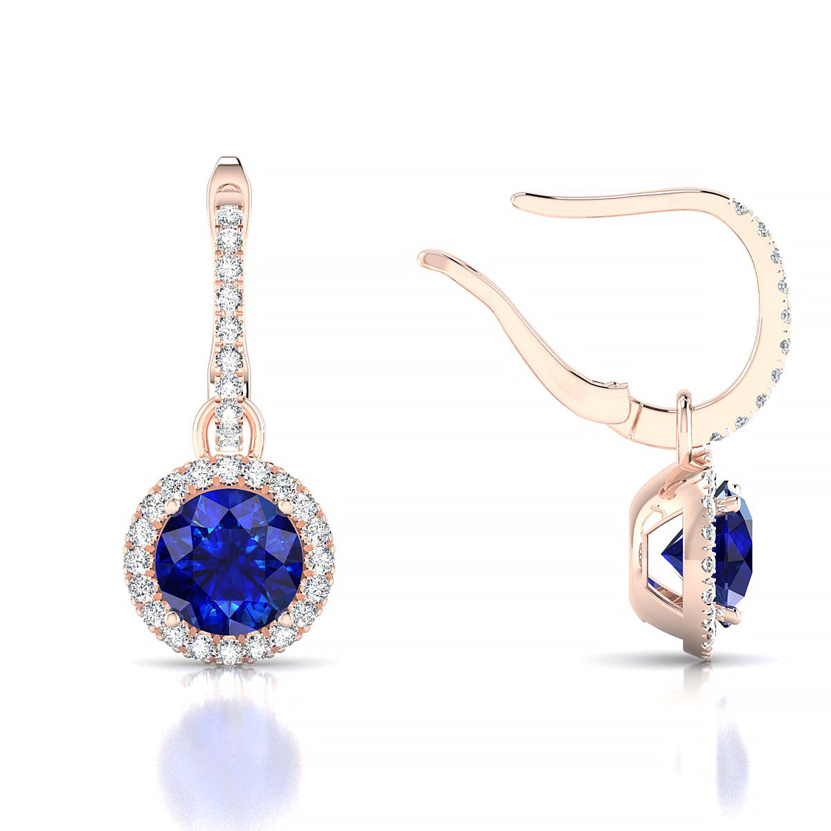 Sunrise | 18k Rose Gold 6 mm Round Sapphire Earrings
