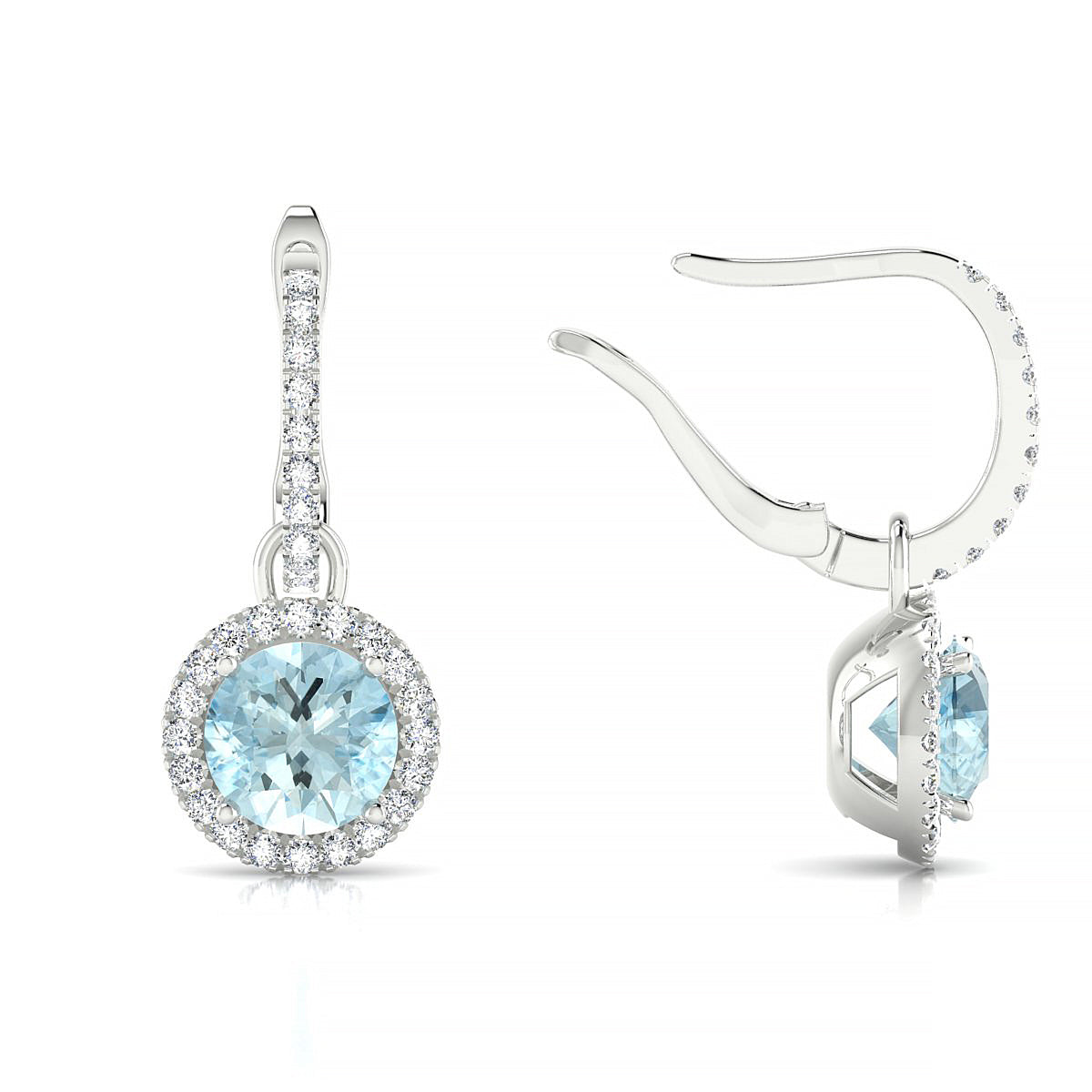 Sunrise | 18k White Gold 6 mm Round Aquamarine Earrings