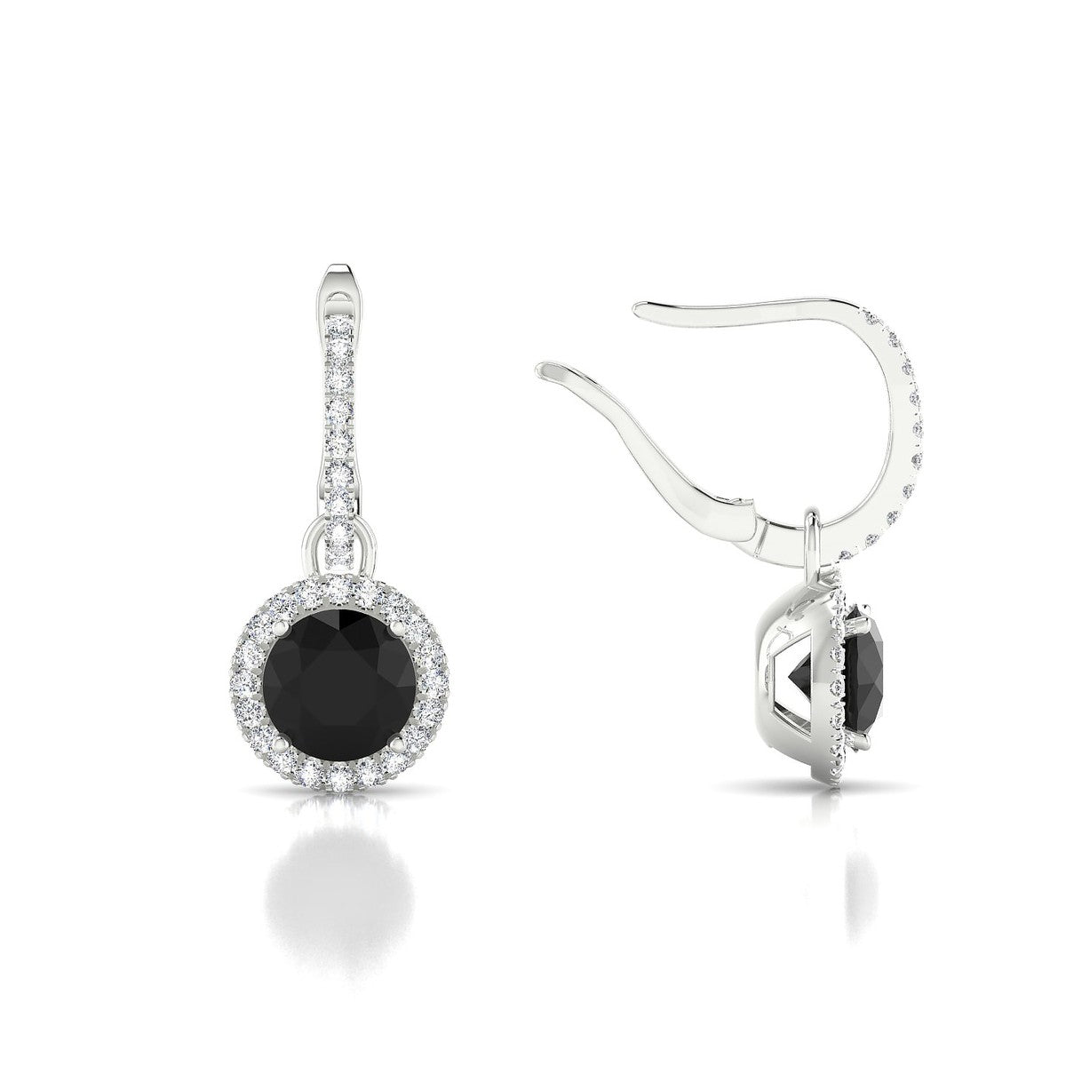 Sunrise | 18k White Gold 6 mm Round Black Diamond Earrings