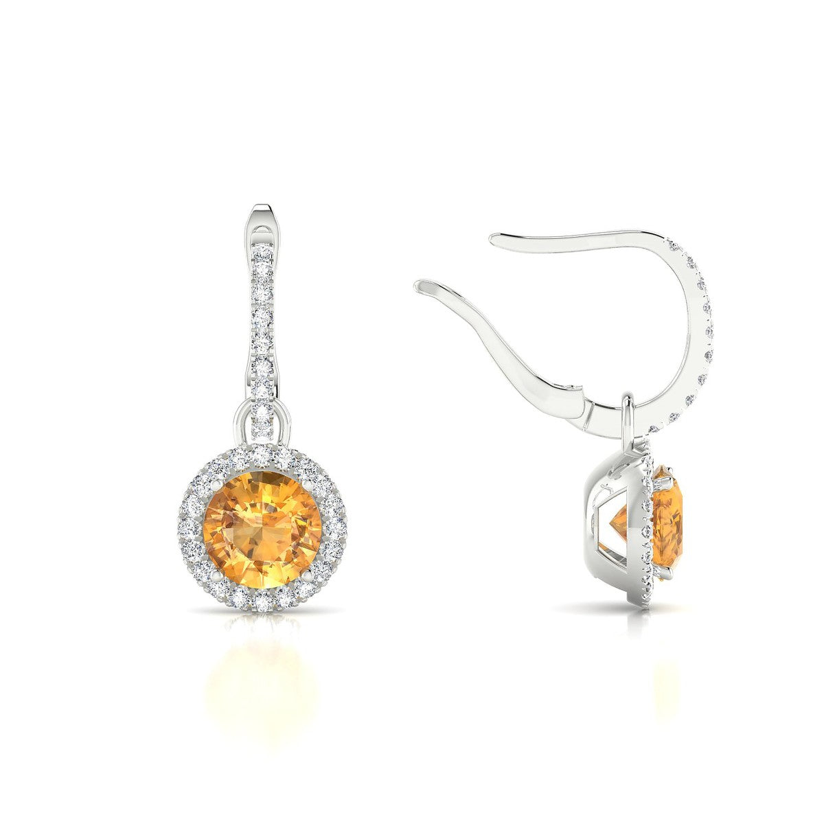 Sunrise | 18k White Gold 6 mm Round Citrine Earrings