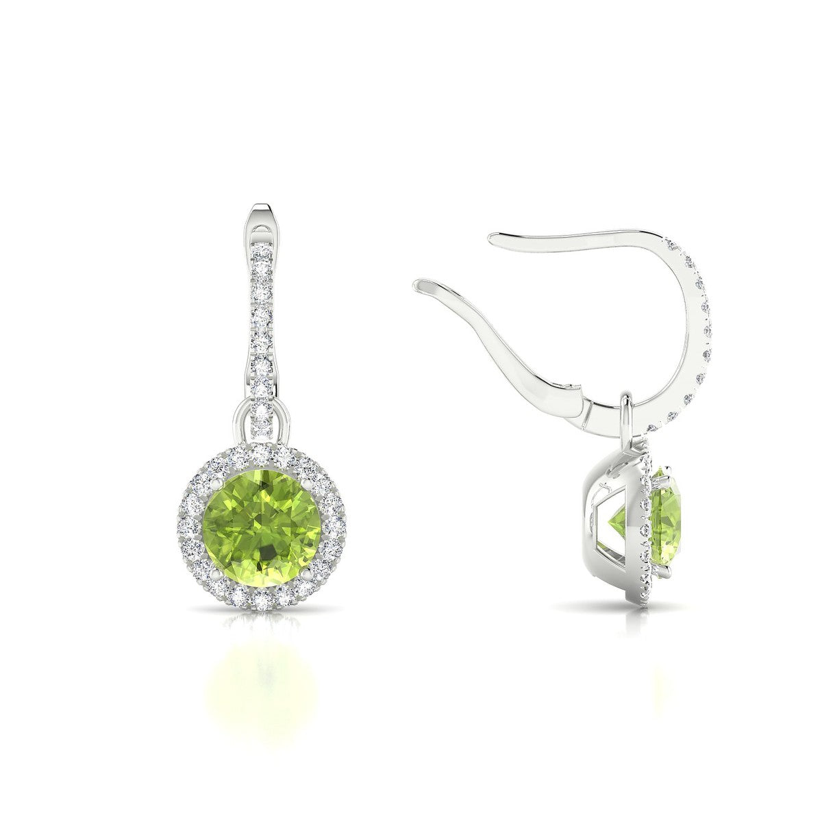 Sunrise | 18k White Gold 6 mm Round Peridot Earrings
