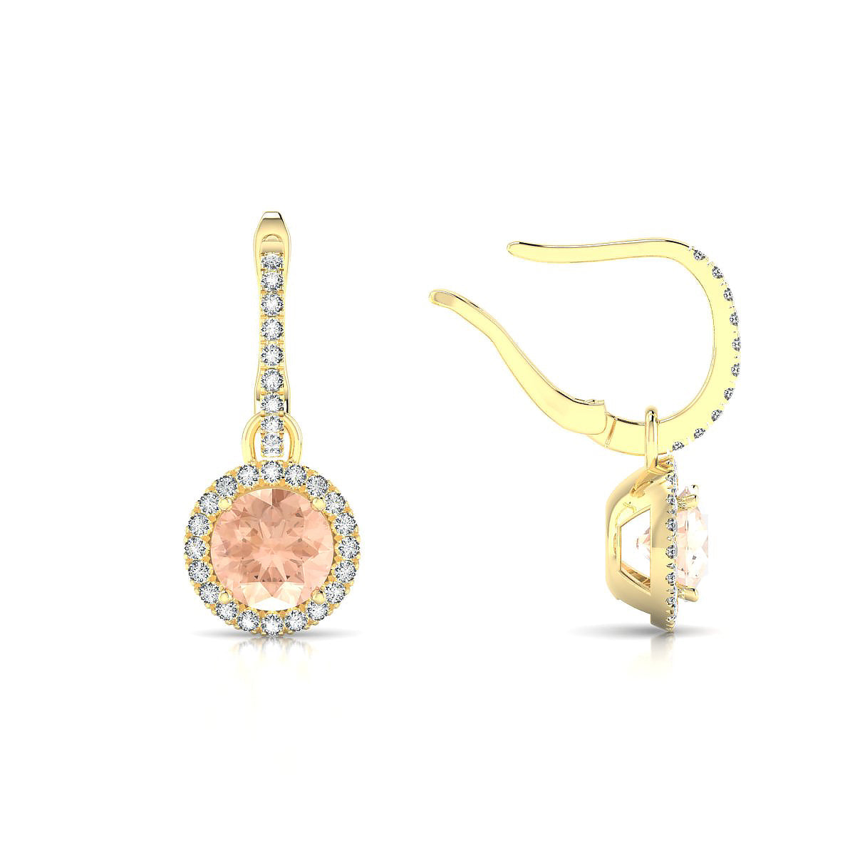 Sunrise | 18k Yellow Gold 6 mm Round Morganite Earrings