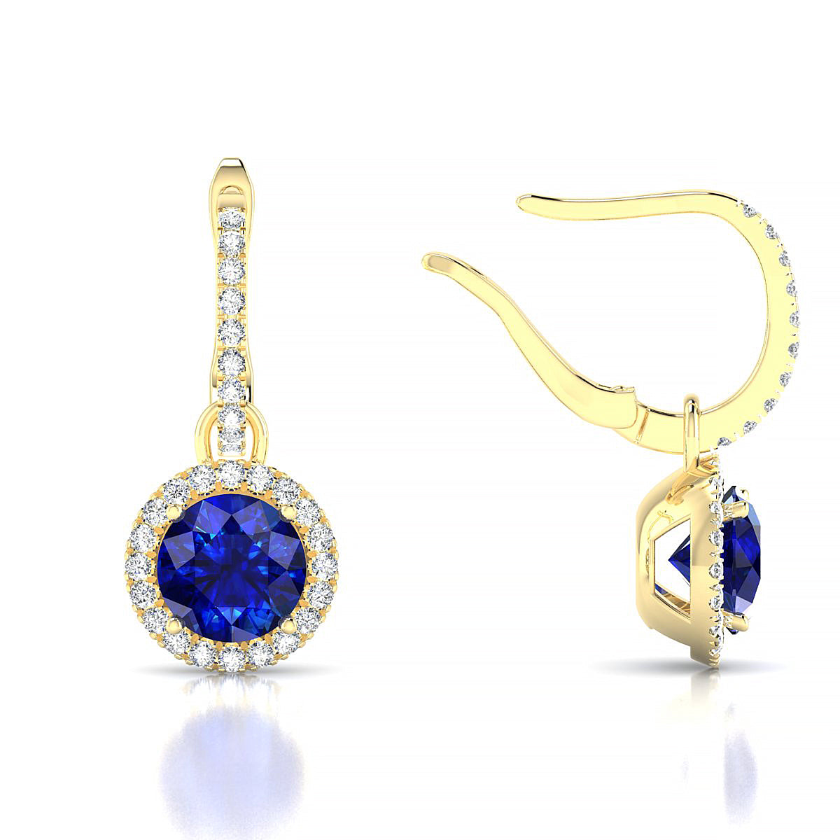 Sunrise | 18k Yellow Gold 6 mm Round Sapphire Earrings