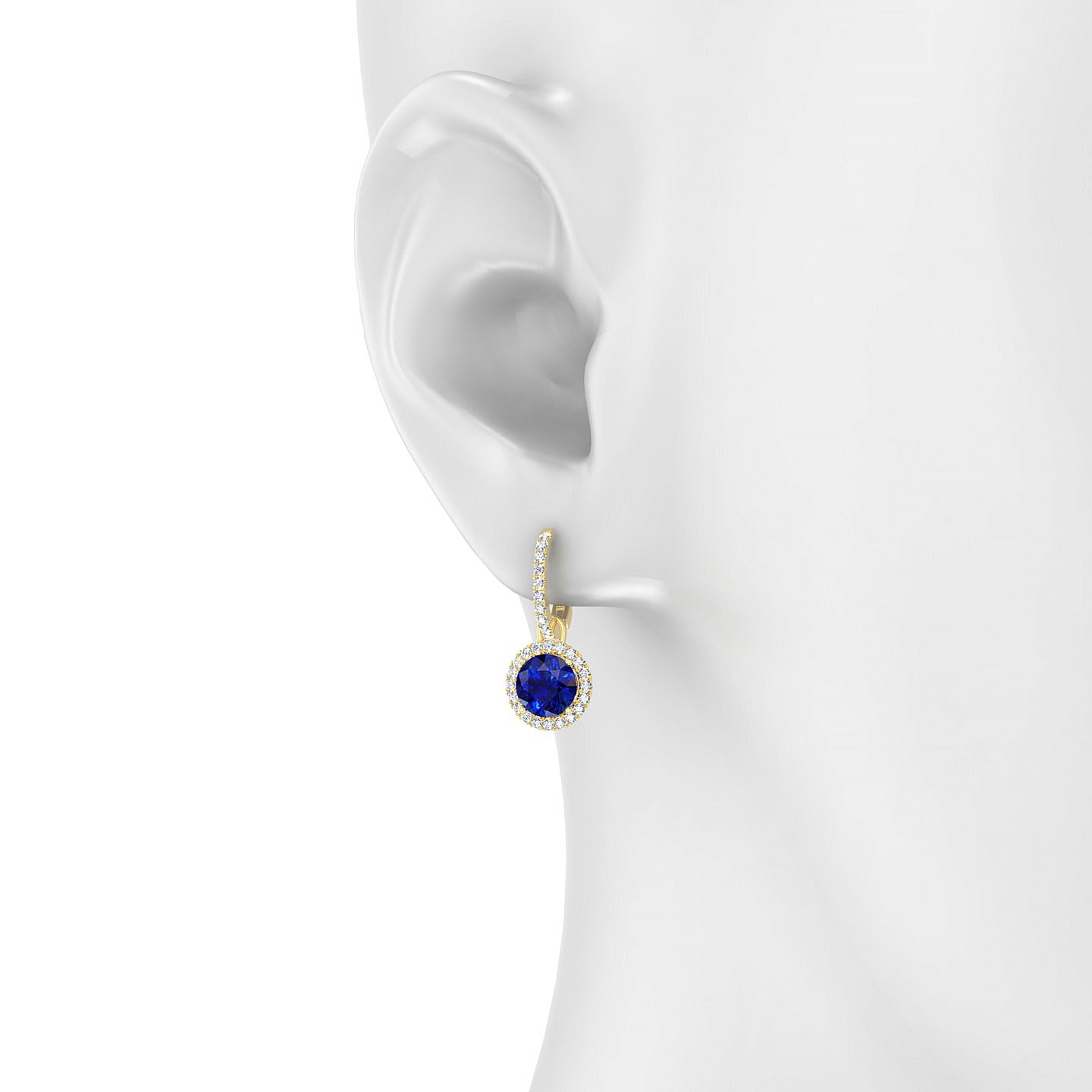 Sunrise | 18k Yellow Gold 6 mm Round Sapphire Earrings