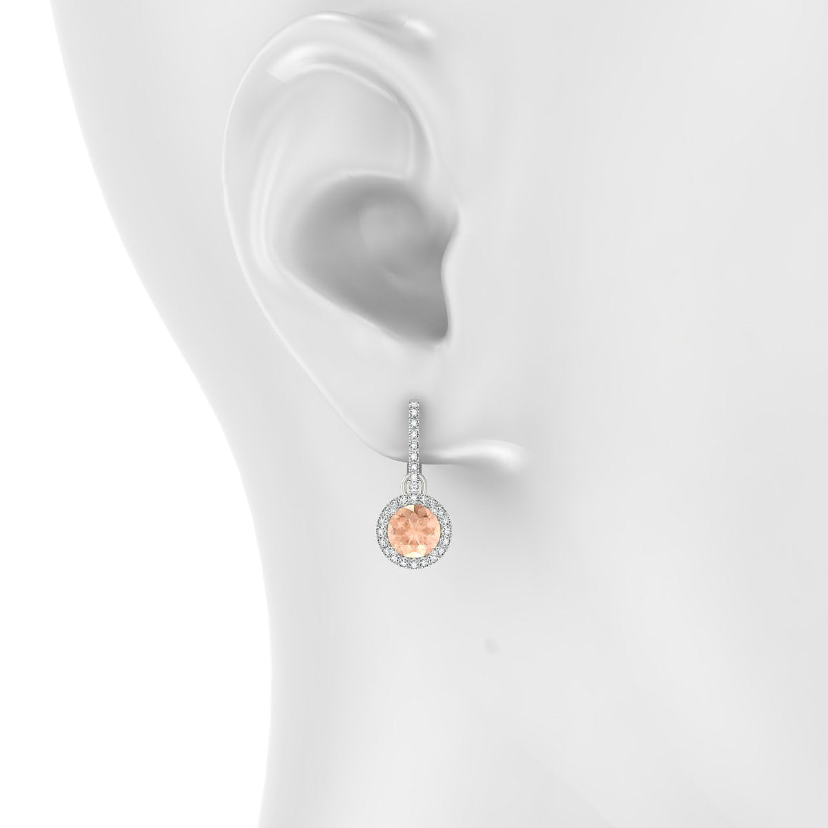Sunrise | 18k White Gold 6 mm Round Morganite Earrings