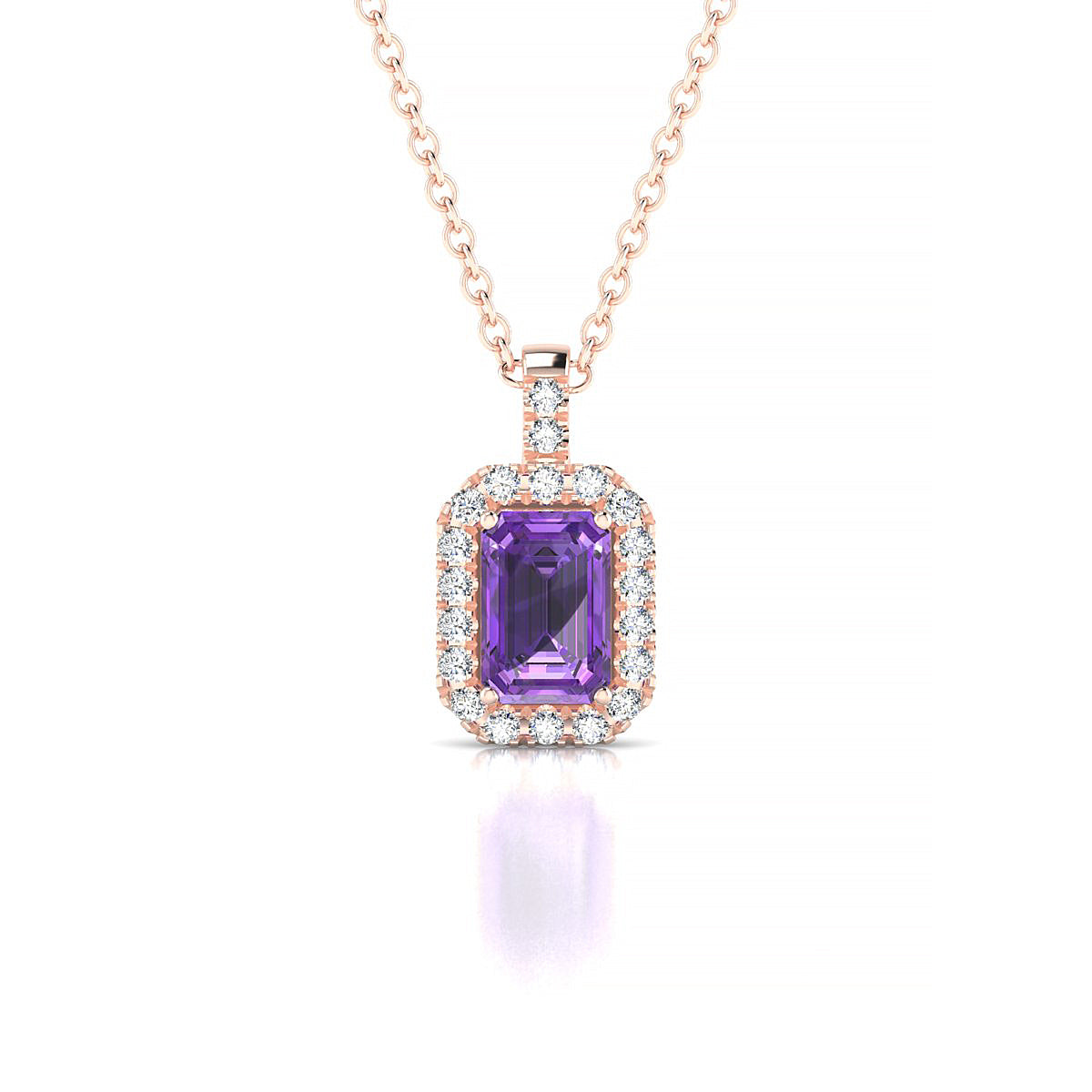 Sunrise | 18k Rose Gold 6 x 4 mm Emerald Amethyst Pendant