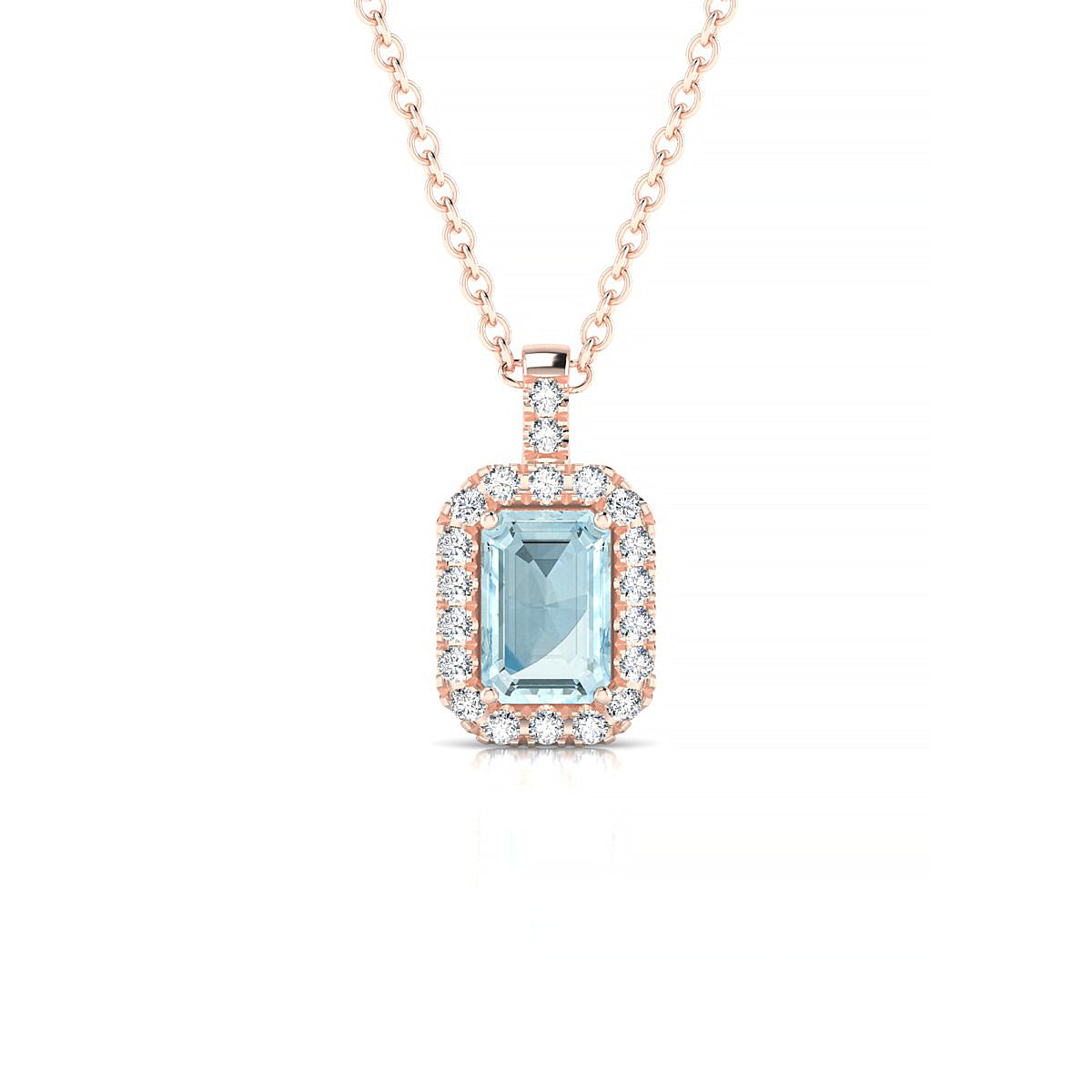 Sunrise | 18k Rose Gold 6 x 4 mm Emerald Aquamarine Pendant