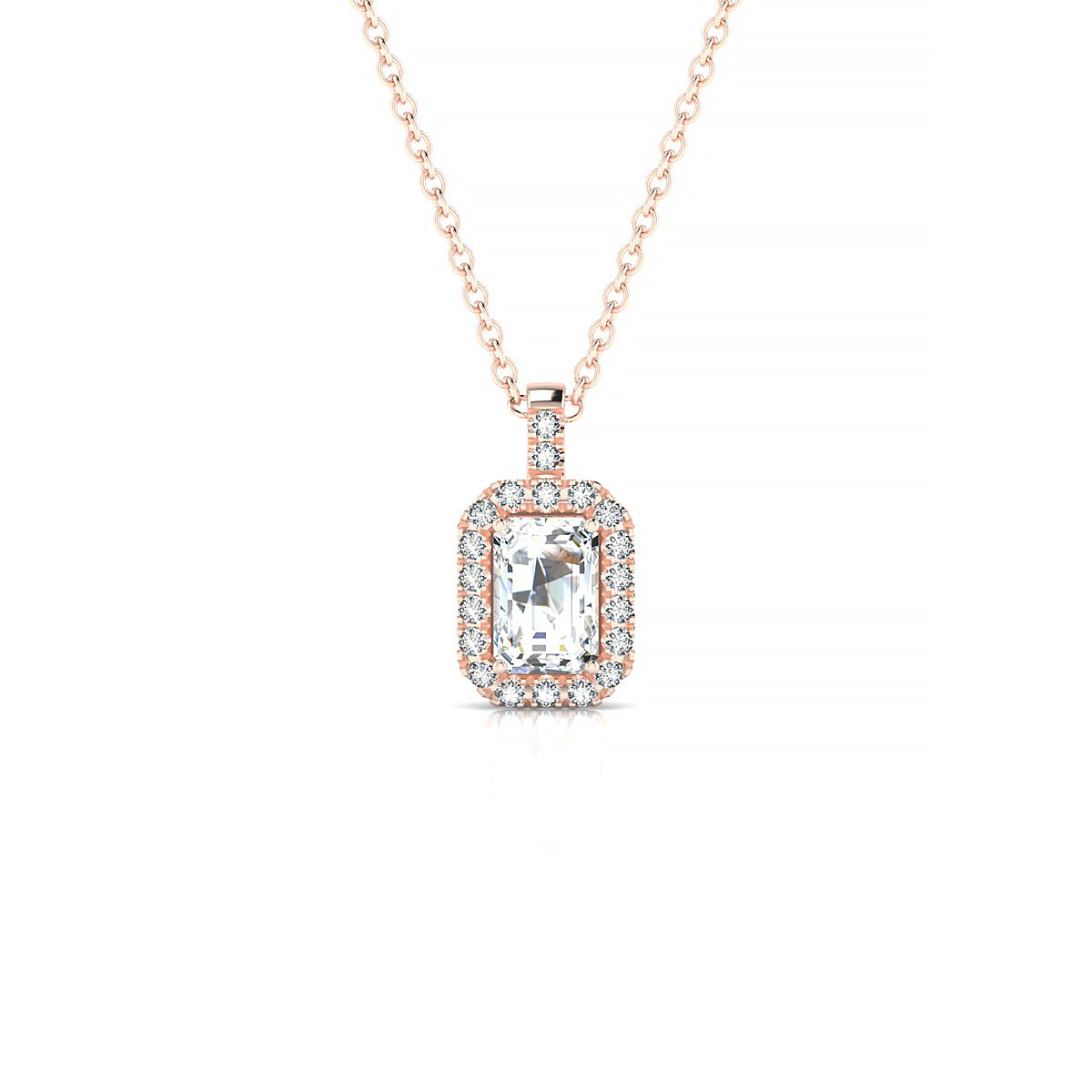 Sunrise | 18k Rose Gold 6 x 4 mm Emerald Diamond Pendant