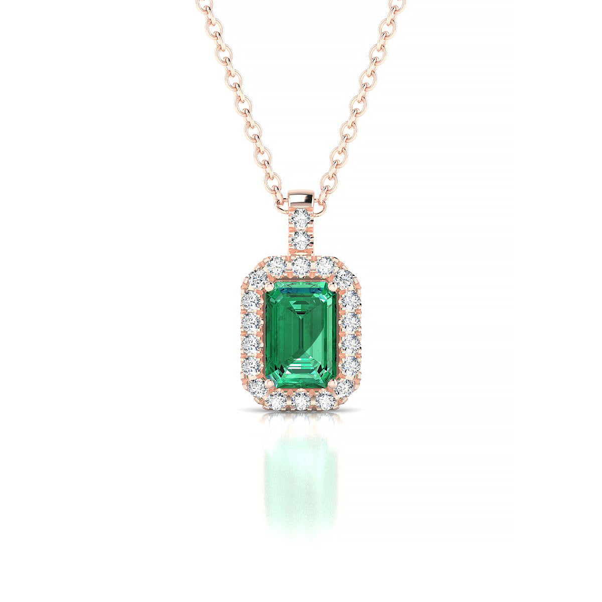 Sunrise | 18k Rose Gold 6 x 4 mm Emerald Emerald Pendant