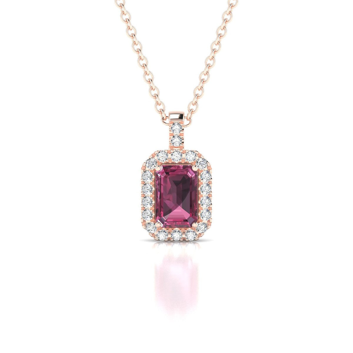 Sunrise | 18k Rose Gold 6 x 4 mm Emerald Rhodolite Pendant