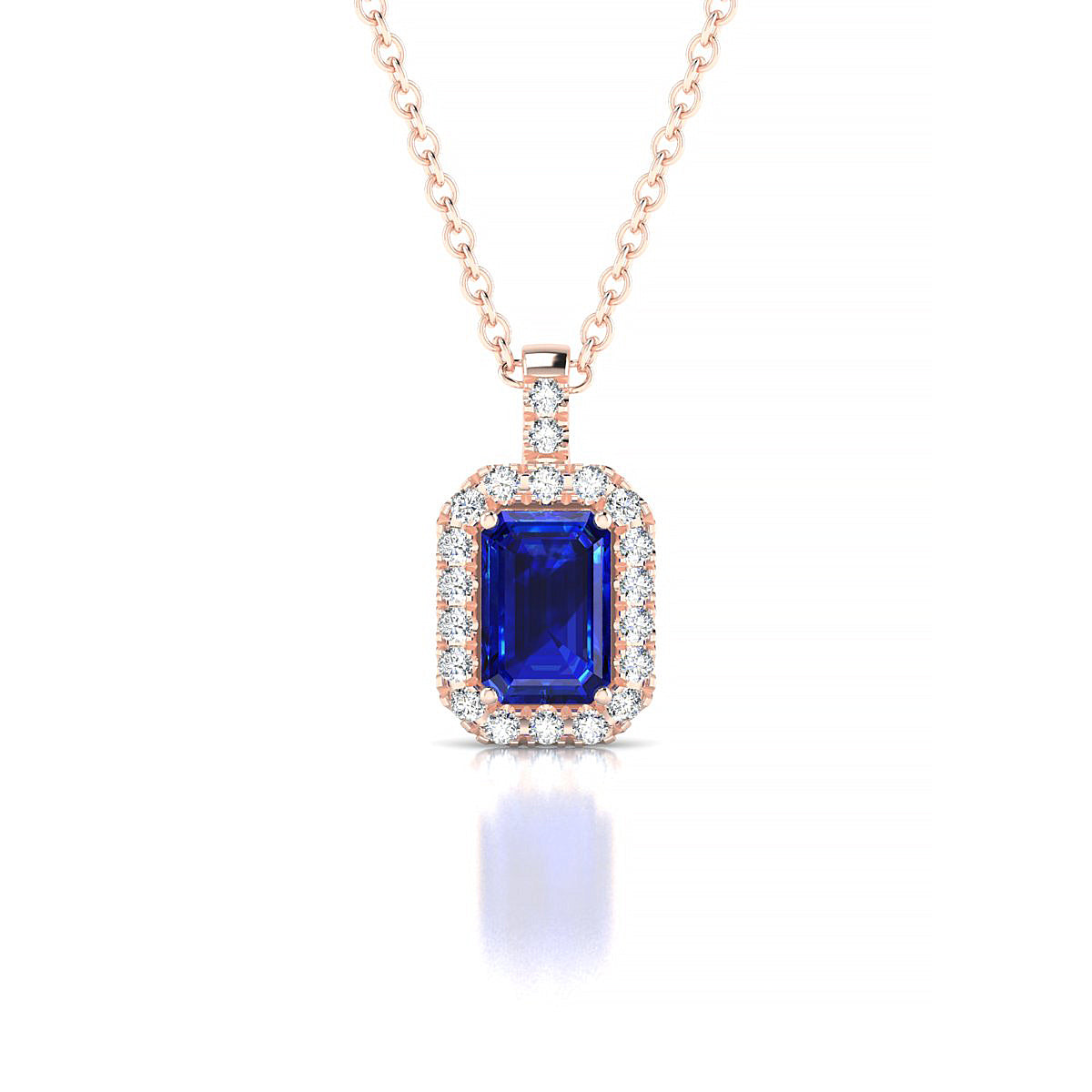 Sunrise | 18k Rose Gold 6 x 4 mm Emerald Sapphire Pendant