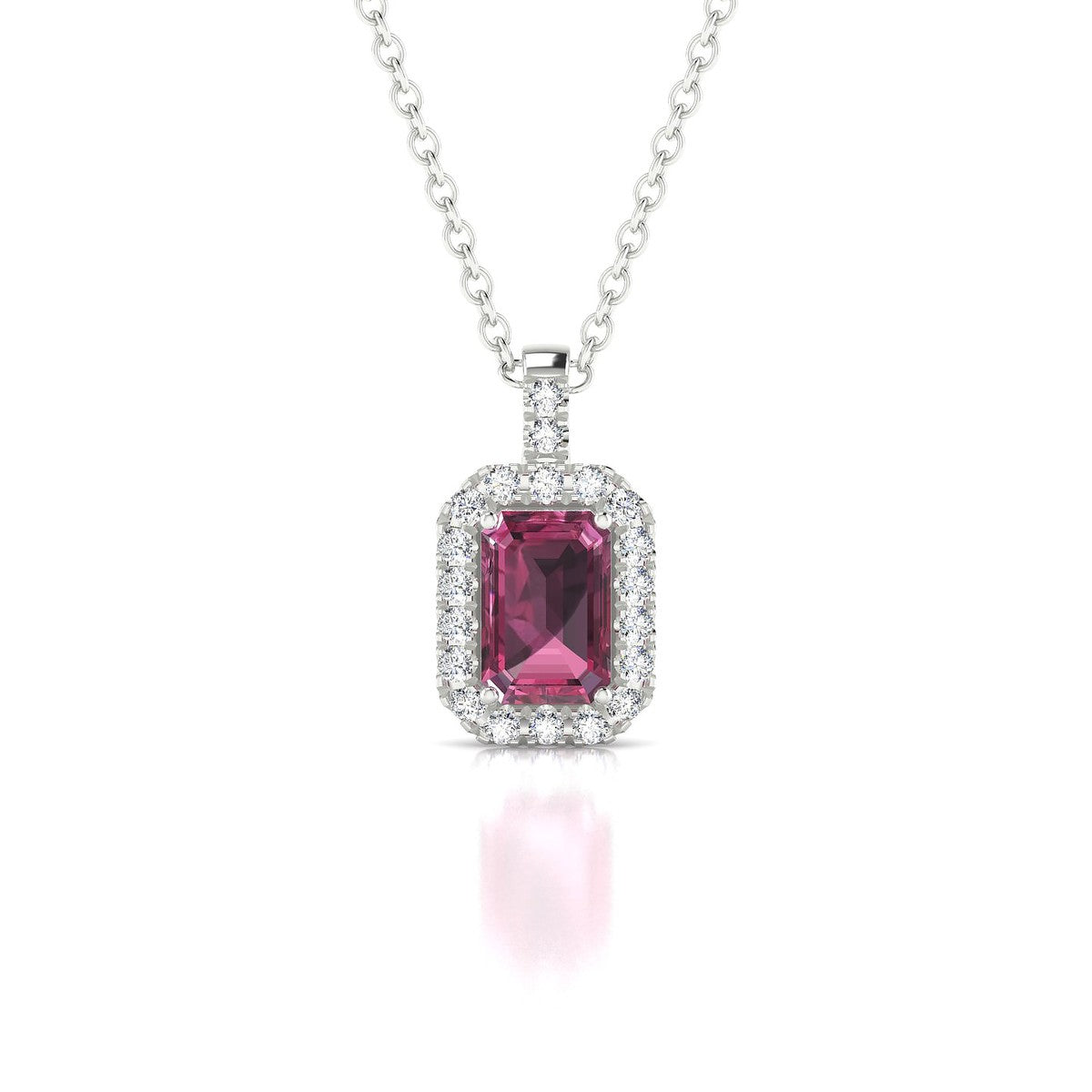 Sunrise | 18k White Gold 6 x 4 mm Emerald Rhodolite Pendant