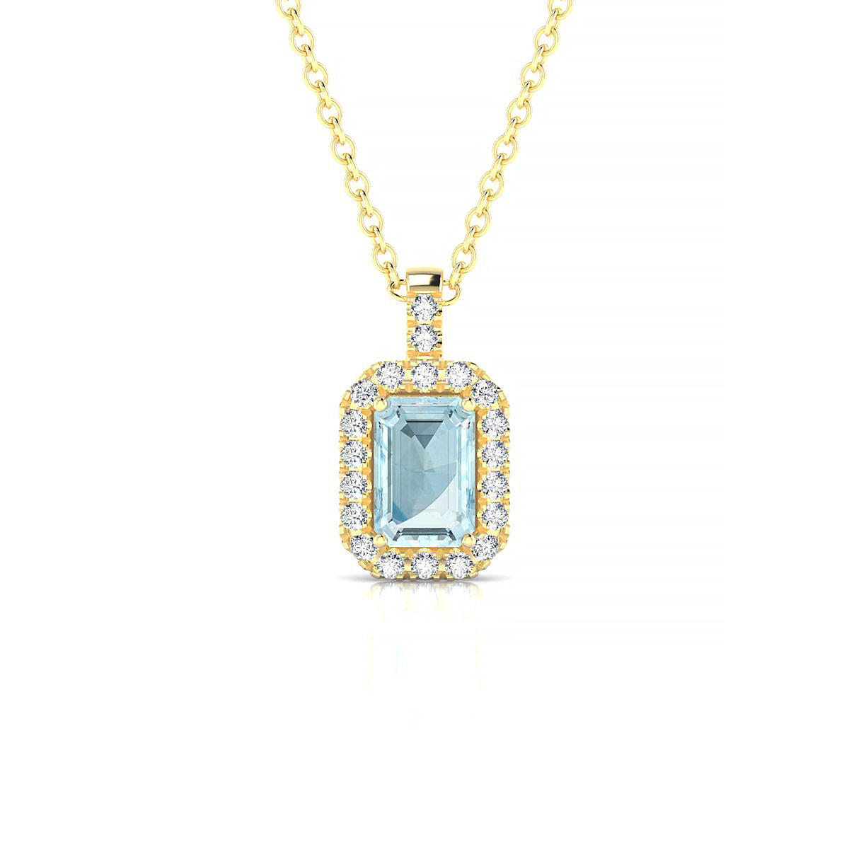 Sunrise | 18k Yellow Gold 6 x 4 mm Emerald Aquamarine Pendant