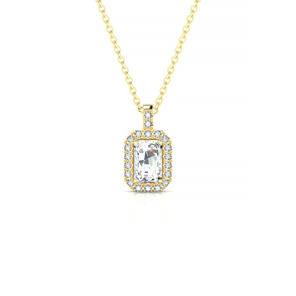 Sunrise | 18k Yellow Gold 6 x 4 mm Emerald Diamond Pendant