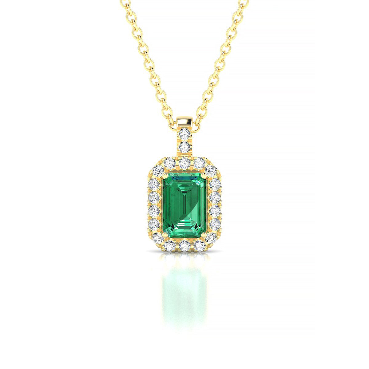 Sunrise | 18k Yellow Gold 6 x 4 mm Emerald Emerald Pendant