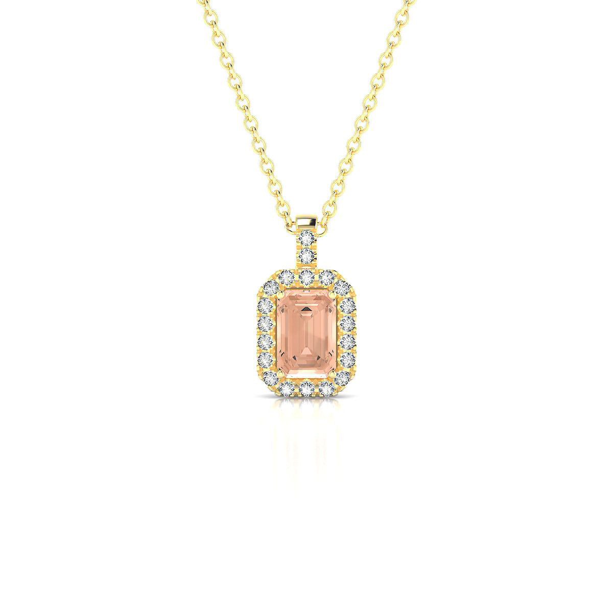 Sunrise | 18k Yellow Gold 6 x 4 mm Emerald Morganite Pendant