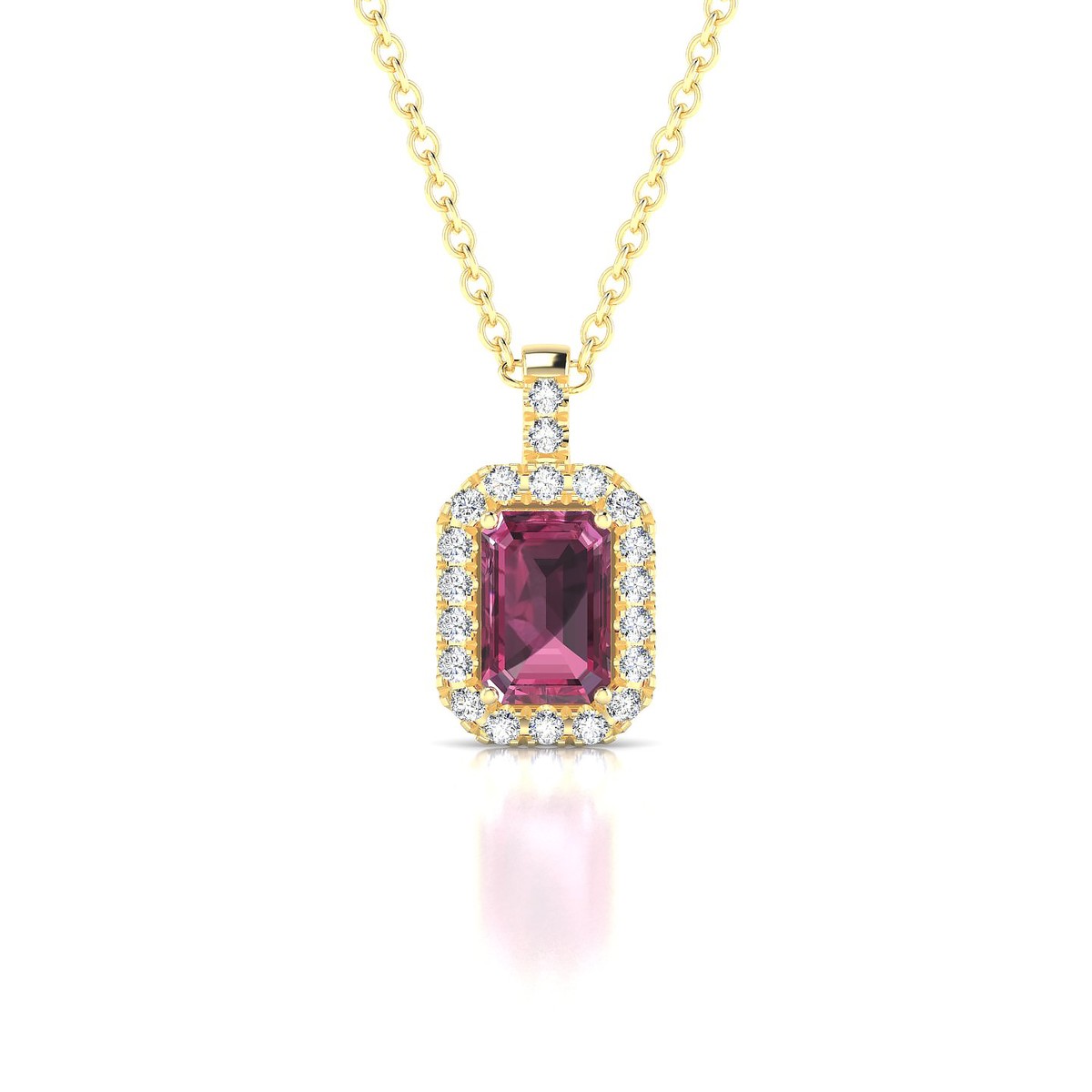 Sunrise | 18k Yellow Gold 6 x 4 mm Emerald Rhodolite Pendant