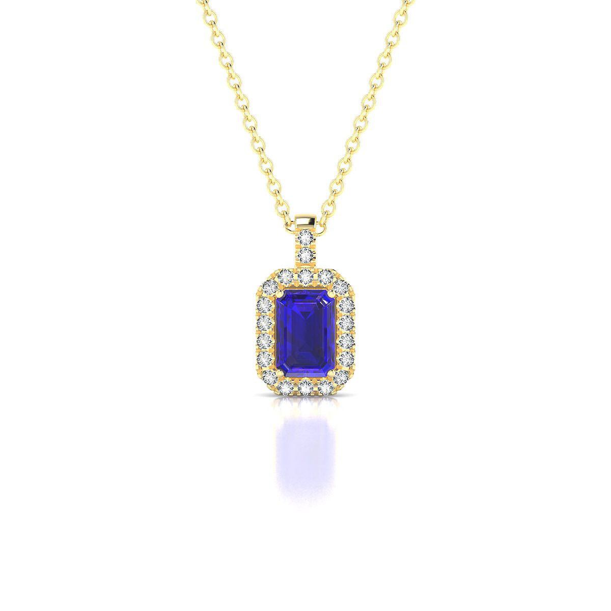 Sunrise | 18k Yellow Gold 6 x 4 mm Emerald Tanzanite Pendant
