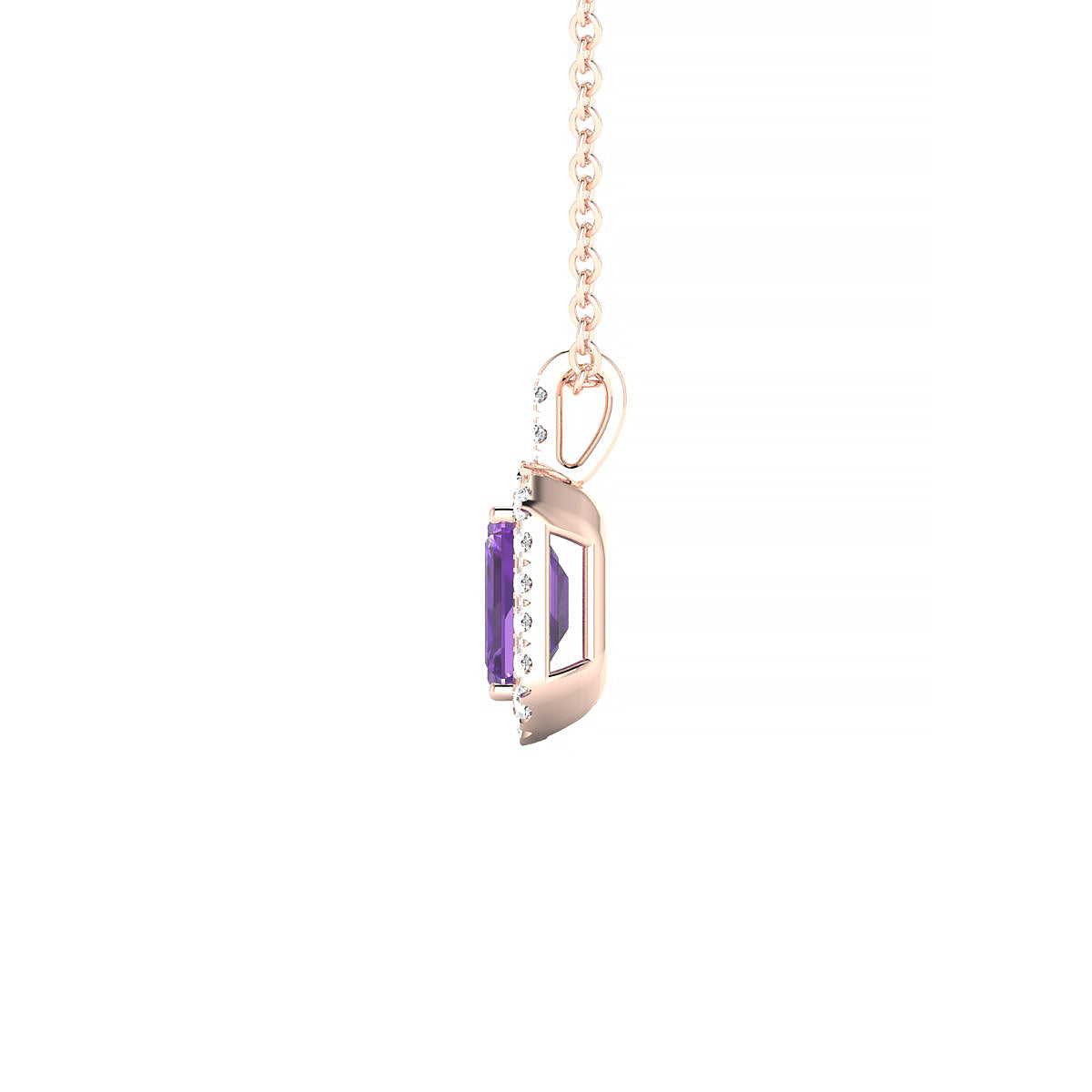 Sunrise | 18k Rose Gold 6 x 4 mm Emerald Amethyst Pendant