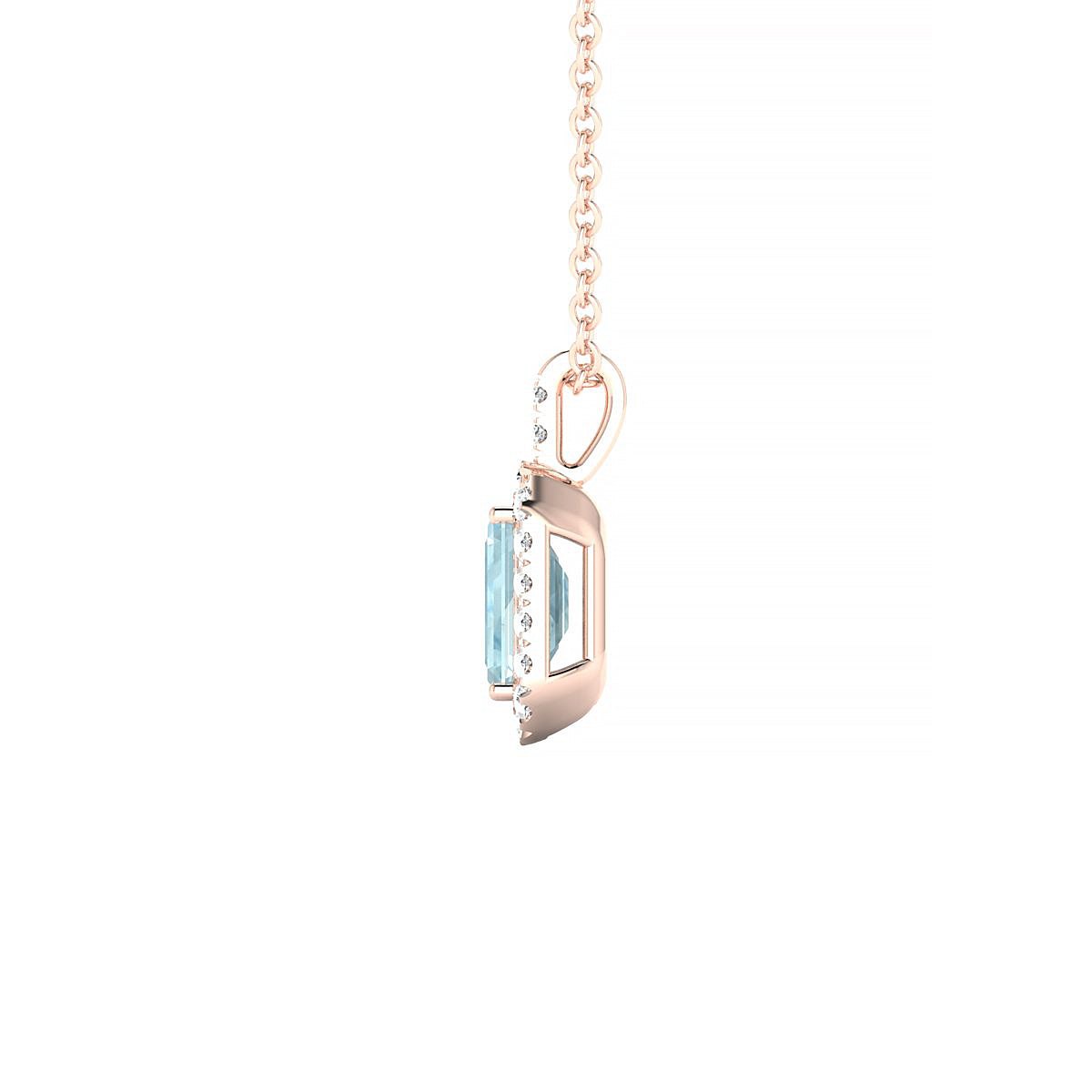 Sunrise | 18k Rose Gold 6 x 4 mm Emerald Aquamarine Pendant