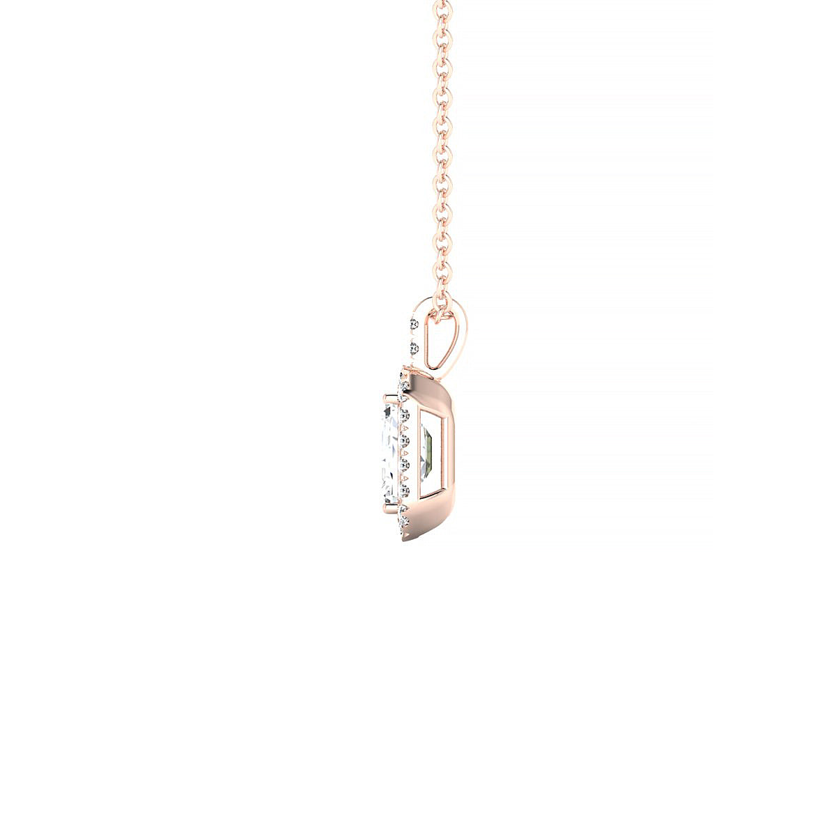 Sunrise | 18k Rose Gold 6 x 4 mm Emerald Diamond Pendant