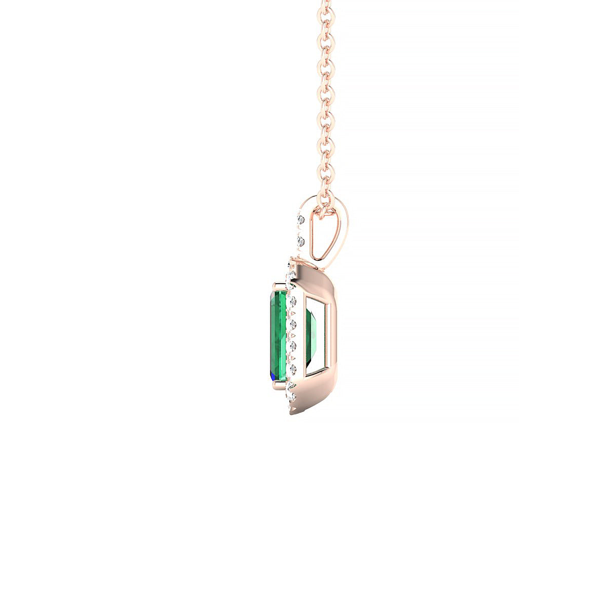 Sunrise | 18k Rose Gold 6 x 4 mm Emerald Emerald Pendant