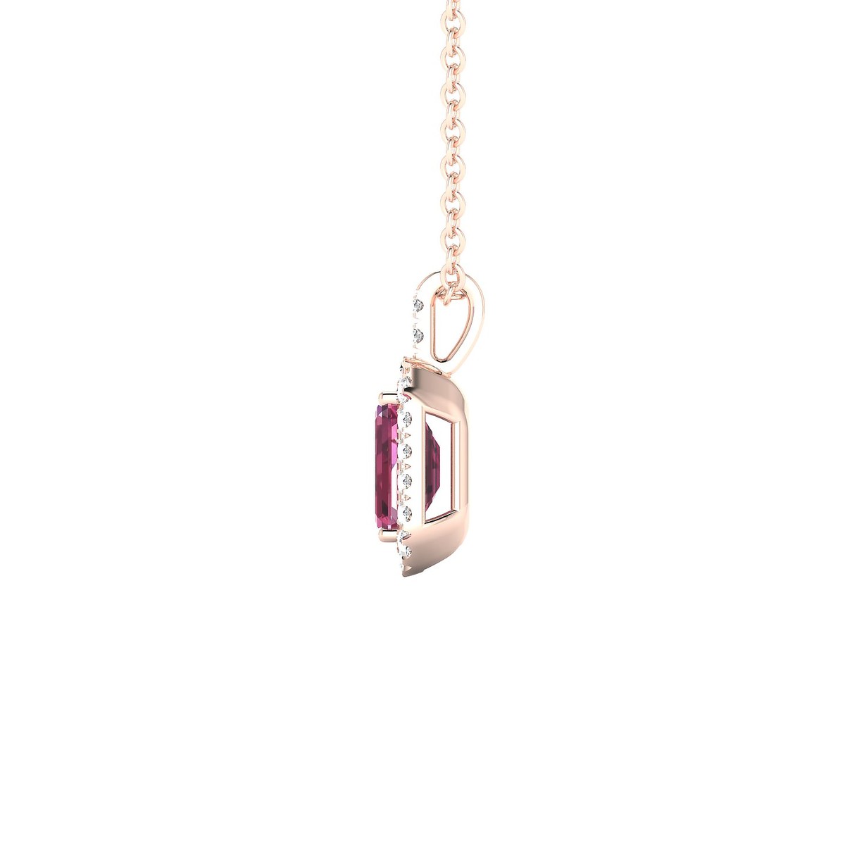 Sunrise | 18k Rose Gold 6 x 4 mm Emerald Rhodolite Pendant