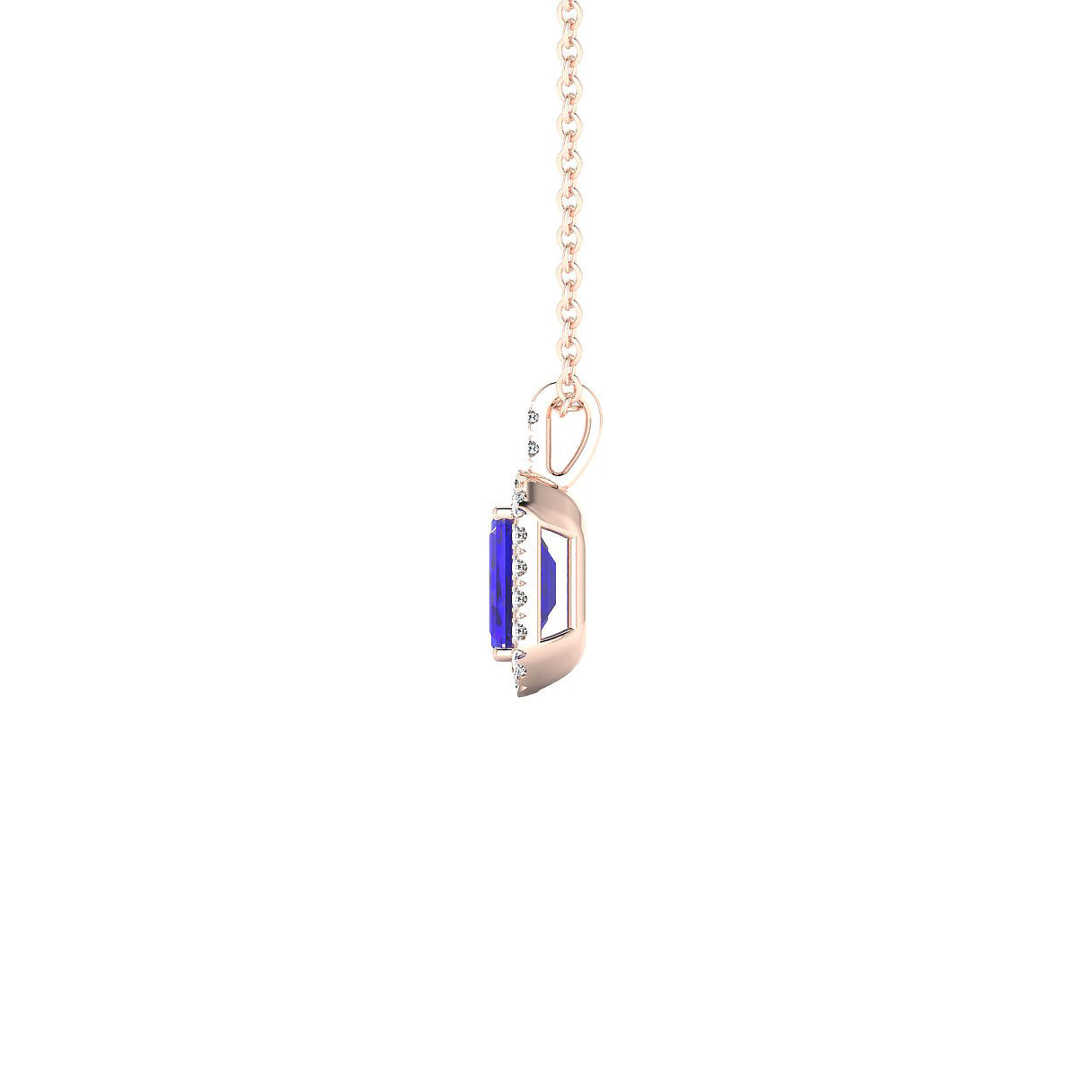 Sunrise | 18k Rose Gold 6 x 4 mm Emerald Tanzanite Pendant