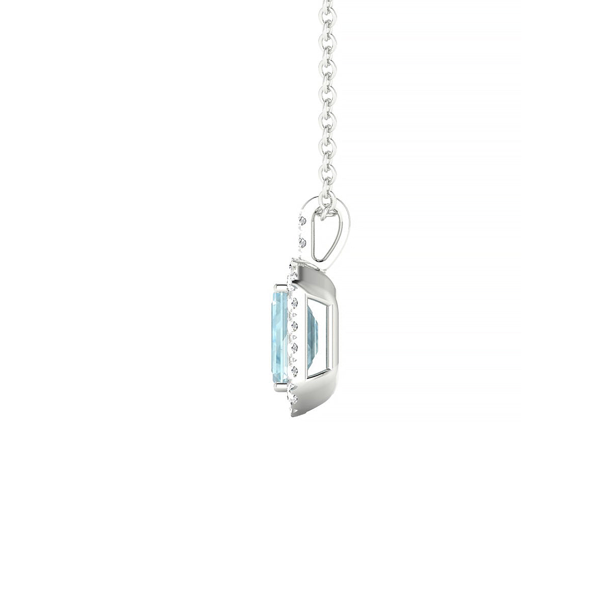 Sunrise | 18k White Gold 6 x 4 mm Emerald Aquamarine Pendant