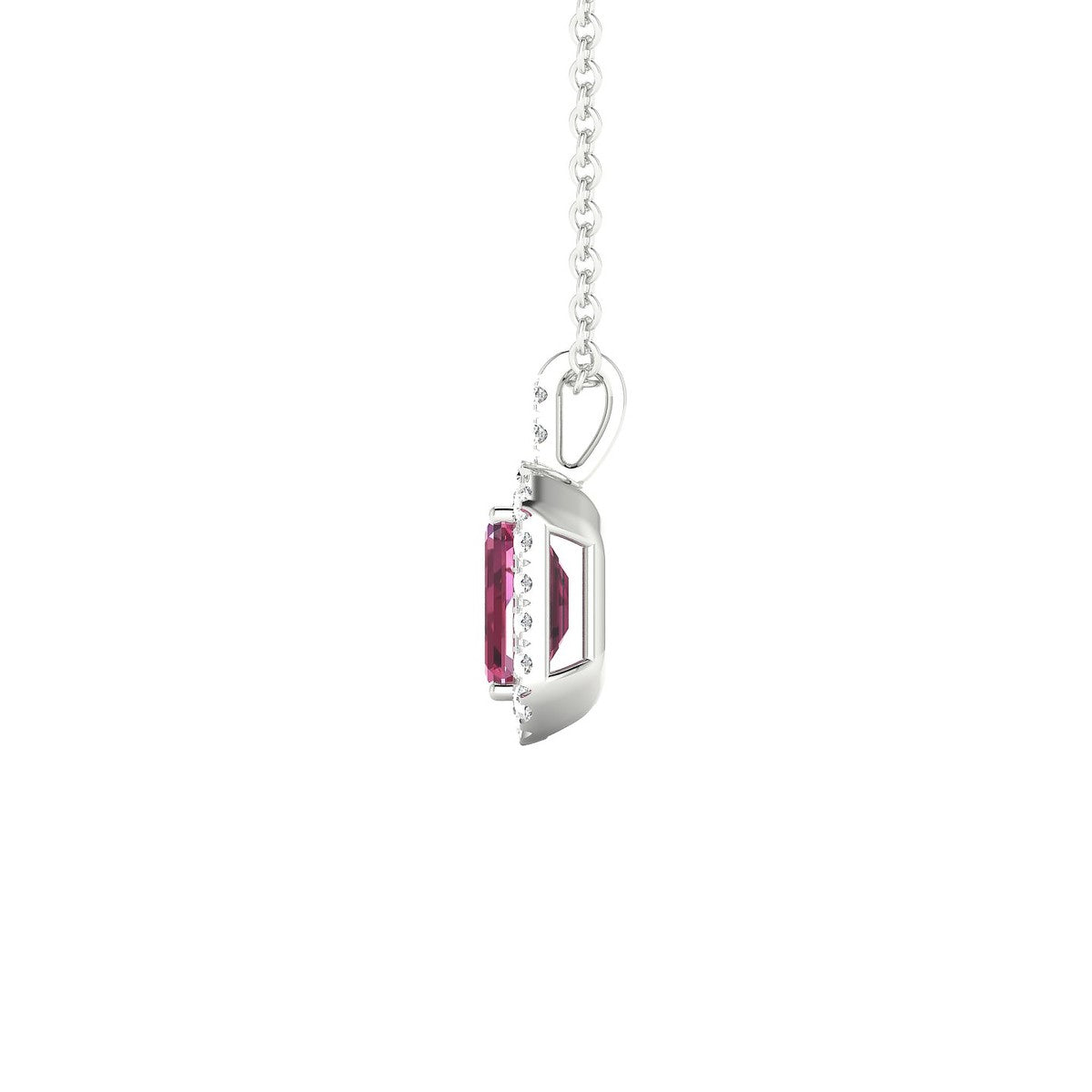 Sunrise | 18k White Gold 6 x 4 mm Emerald Rhodolite Pendant