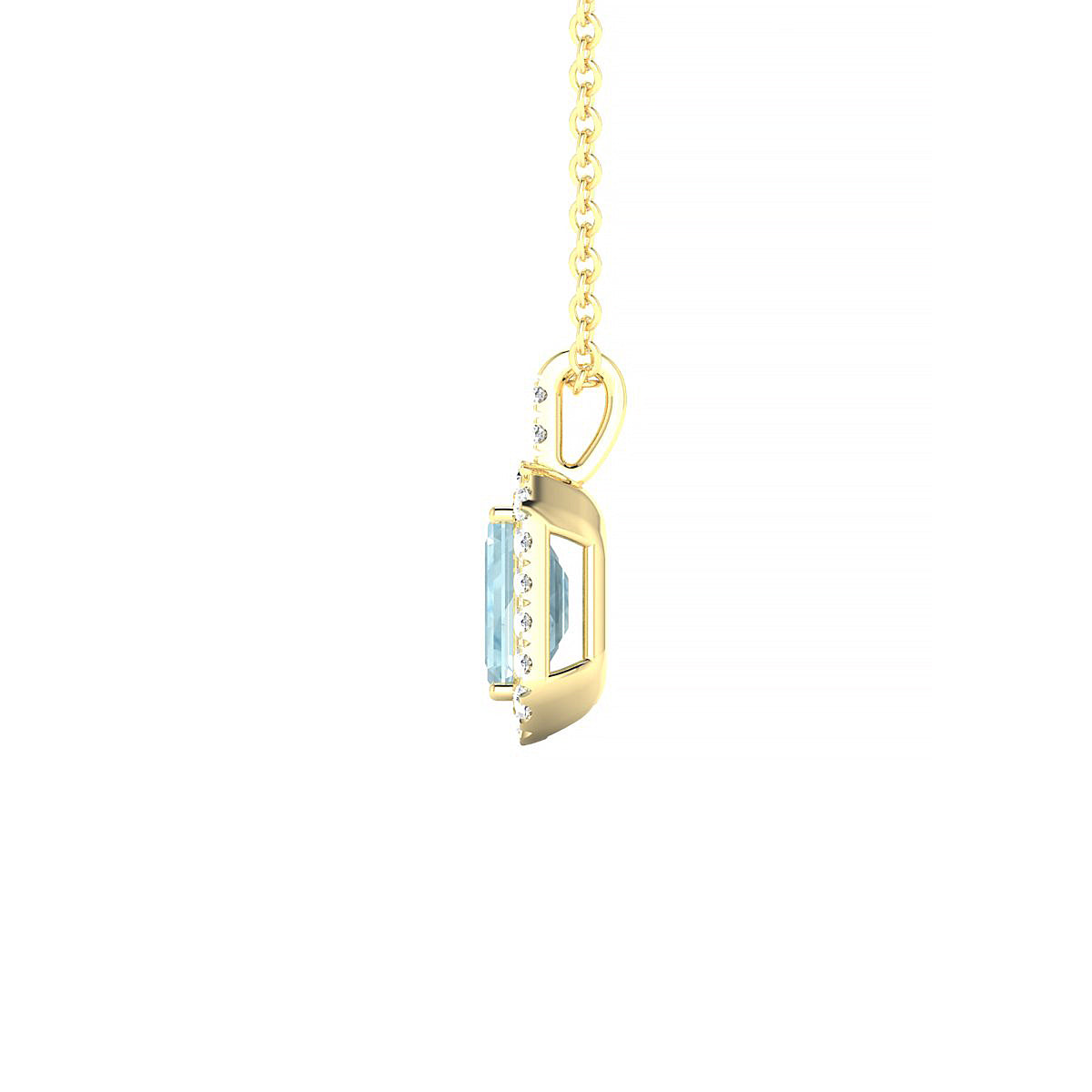 Sunrise | 18k Yellow Gold 6 x 4 mm Emerald Aquamarine Pendant